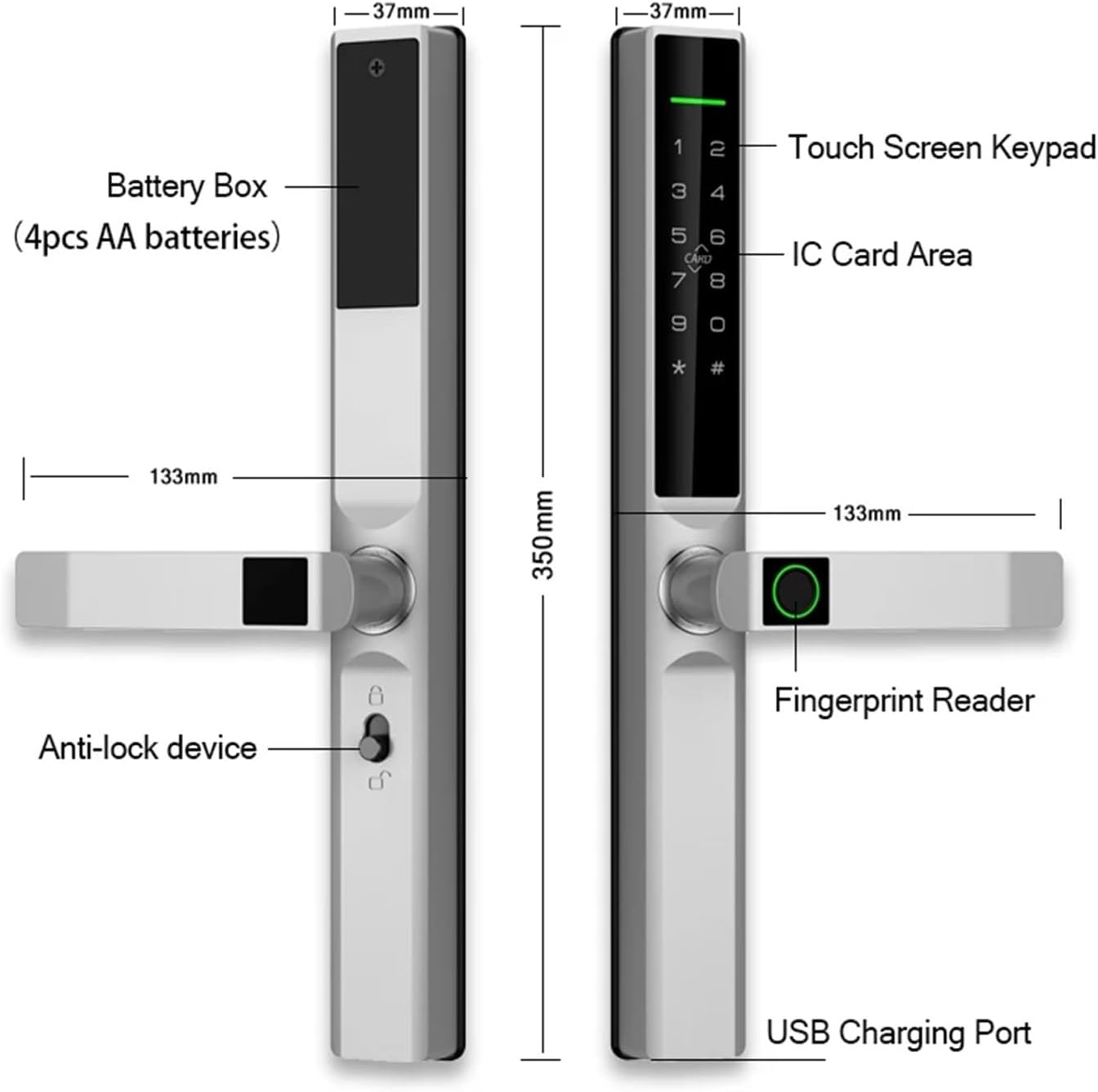 SHENGMIAOHE WiFi App Waterproof Digital Electronic Lock Biometric Fingerprint Door Handle Smart Lock for Glass Sliding(6085,Siliver) Learned Extensively 6 61r4FeMvcgL. AC SL1500