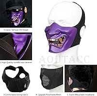 Vista 19 de AOUTACC Mascarillas de media cara Airsoft, monstruo demonio malvado, Kabuki, Samurai, Hannya Oni, máscaras protectoras de media cara, baile