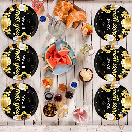 Image of Qyeahkj 48 Pcs We Will Miss You Party Plates Farewell Disposable Paper Plates for Going Away Party Decorations Good Luck Dessert Dinner Tableware Goodbye Party Supplies for Employee Leaving Retirement