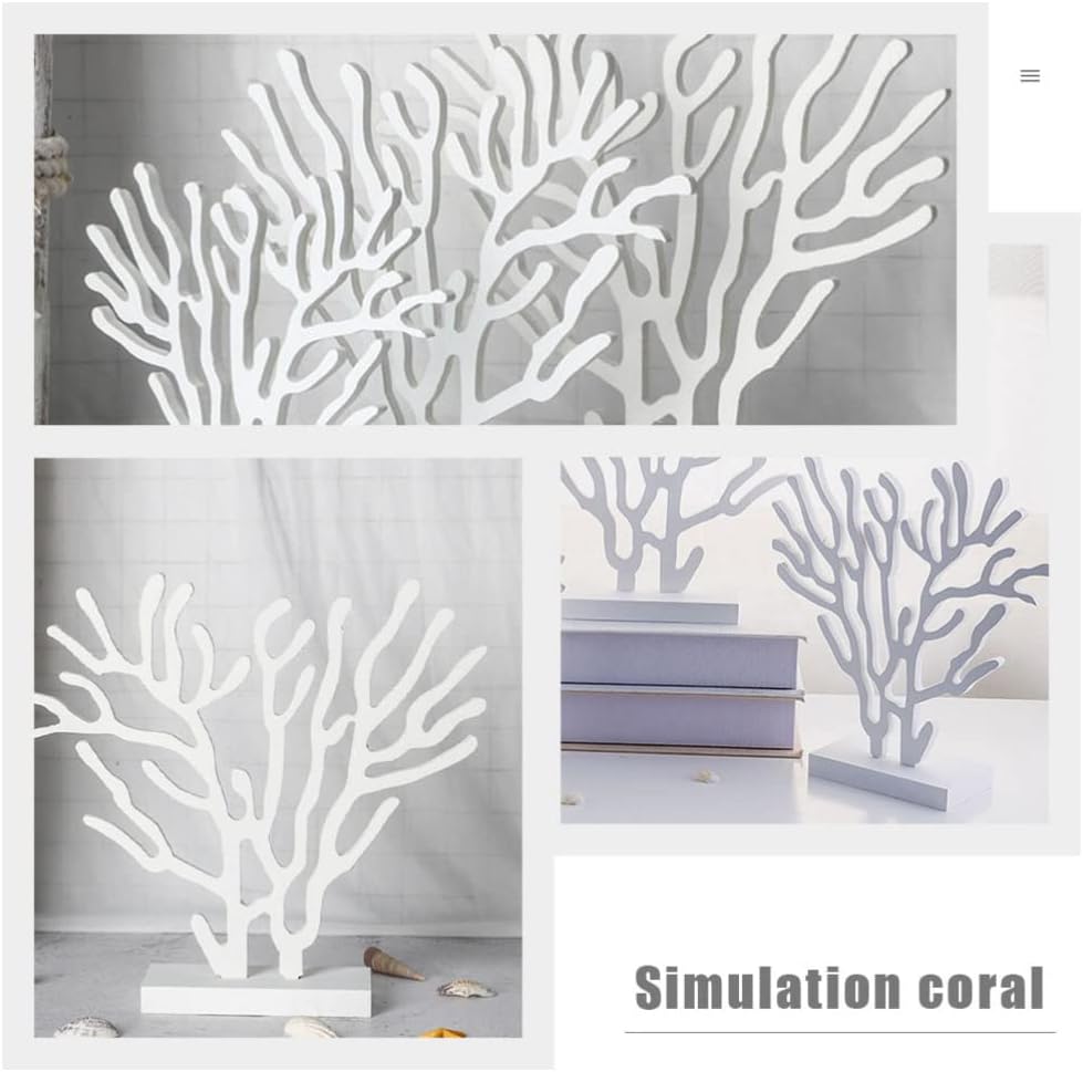 BESPORTBLE Wood Coral Table Centerpiece, 3Pcs Mermaid Coral Reef Decor- Under The Sea Mermaid Birthday Party Decorations Supplies