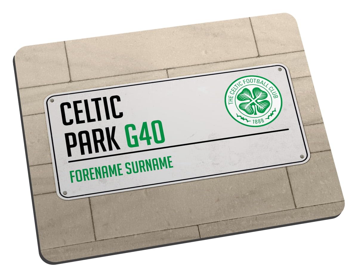 Personalised Celtic Park Street Sign Mouse Mat for Celtic FC fans, great for Celtic football supporters, fabric top, non slip mouse pad 5mm thick
