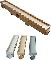 Ralo Invisível Linear 6x50 cm Sifonado Anti Mau Cheiro, Ralo Oculto Para Colar Pisos em Geral, Base ABS Reforçado para Banheiro Cozinha Área Externa (BRANCO)