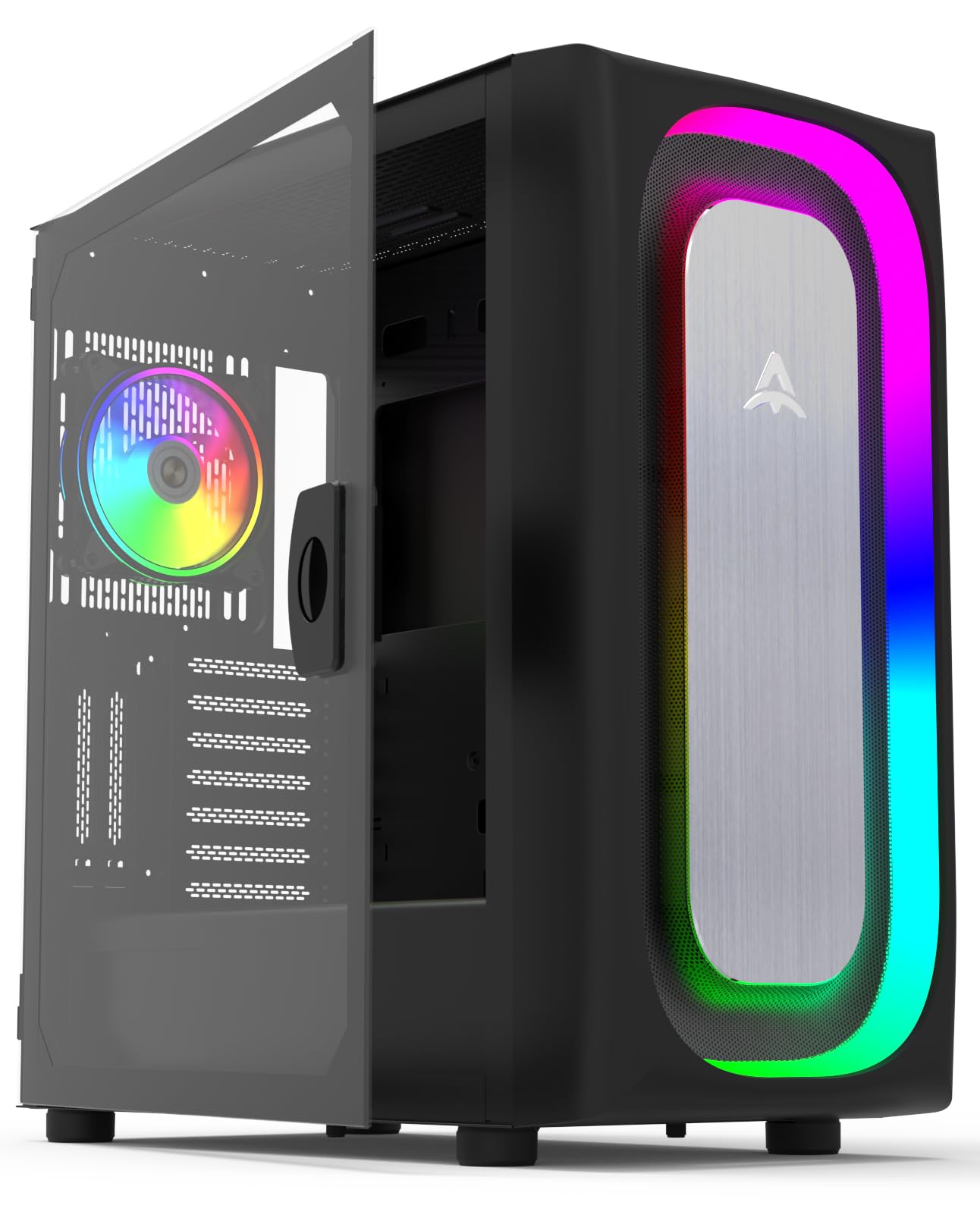 ALSEYE Ai-Pro Black E-ATX Gaming PC Case with Pre-Installed Halo-Pro ARGB Fan LED Strip in Front Panel Tempered Glass Side Panel Supports for 7x120mm Fans & 360mm Radiators (Ai Pro Black)-image-17