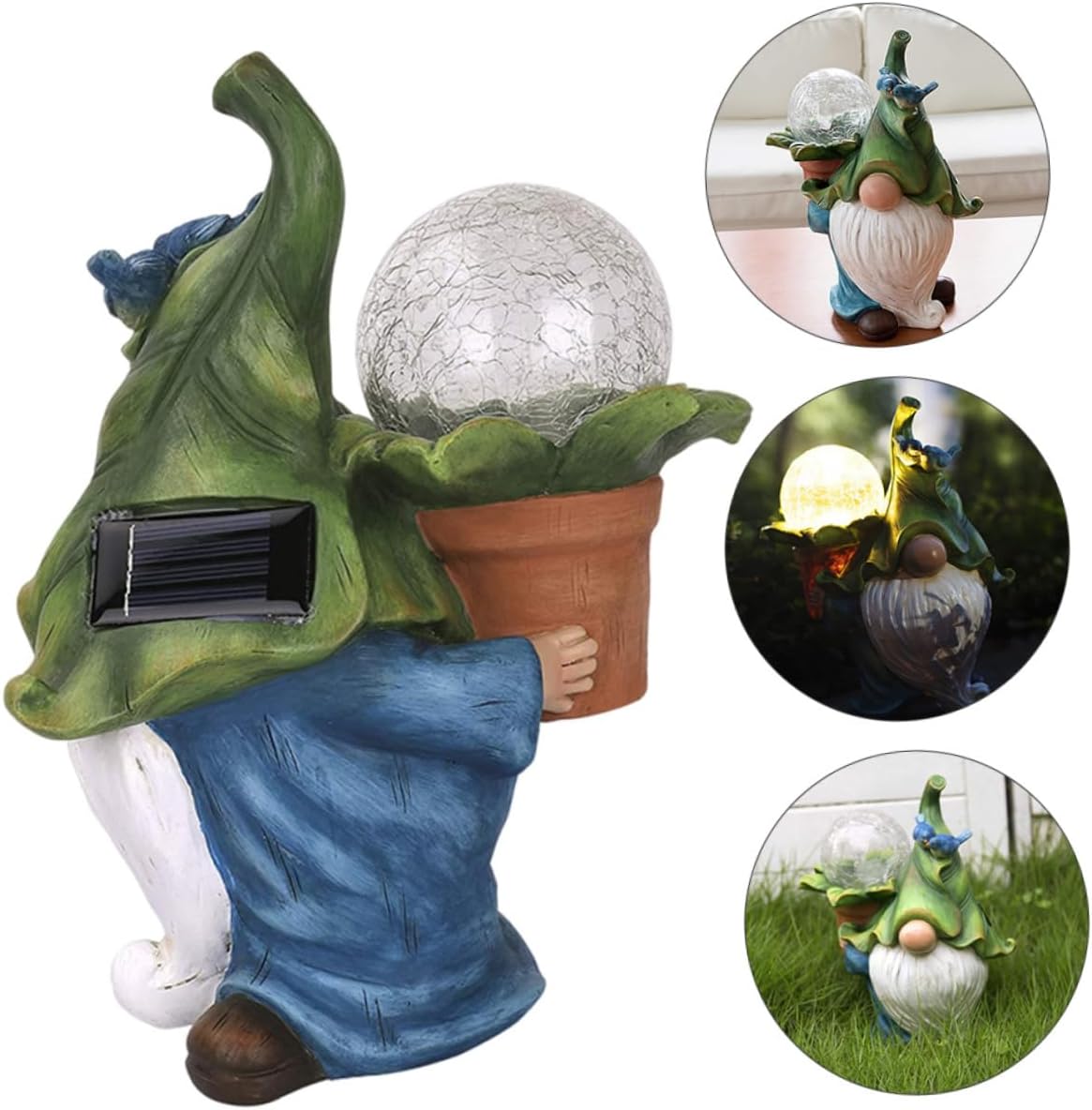 SUPVOX Garden Resin Decor Solar Energy Lamp Resin Old Man Figurine Outdoor Decorative Lamp Garden Ornament