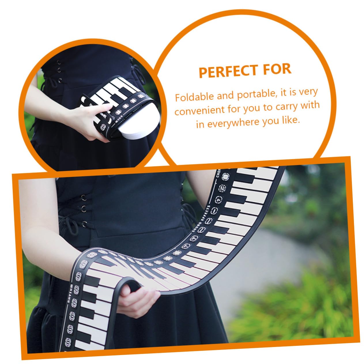 ibasenice Pianoforte Elettronico Portatile Pieghevole Arrotolabile a 49 Tasti in Silicone Bianco per Principianti e Ragazzo Ragazza, Tastiera a Mano Compatta e Trasportabile per Musica