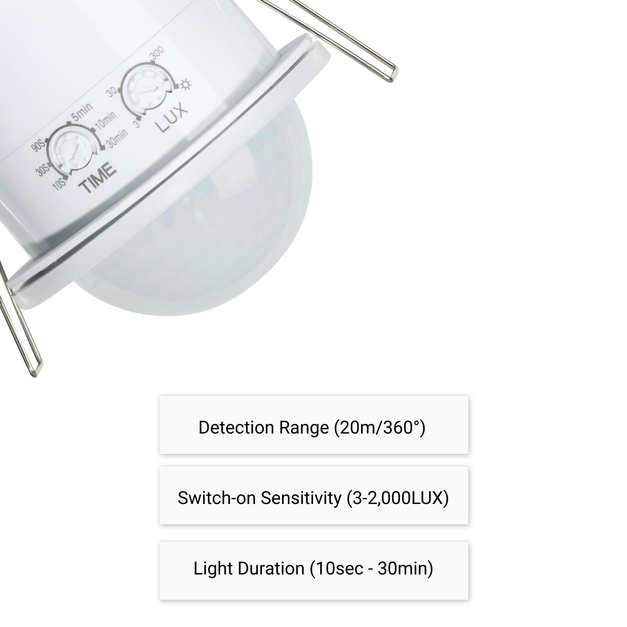 SEBSON PIR Sensor Flush-mounted Outdoor, Detection Range 20m / 360°, Ceiling Mounting, Programmable - Image 4