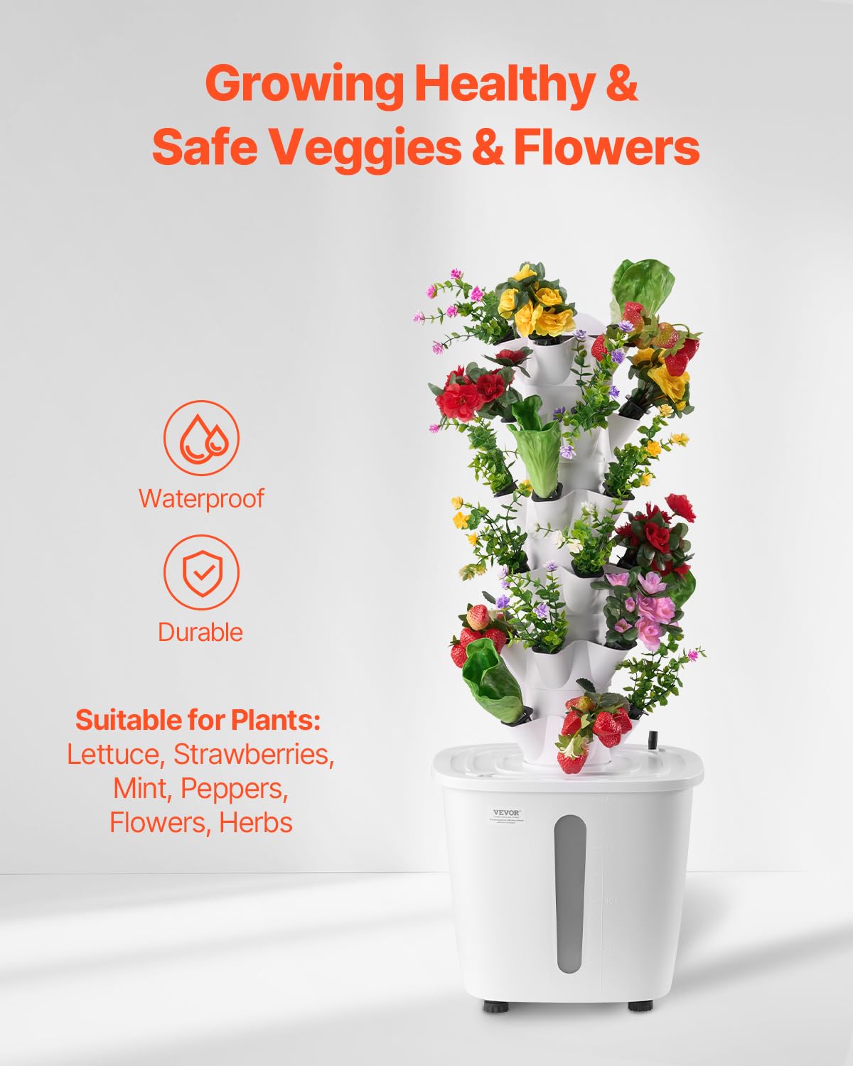 VEVOR Système de Culture Hydroponique, 30 Fentes de Plantation, Tour Hydroponique 6 Niveaux, avec Pompe à Eau et Minuterie, Kit Germination de Plantes Circulation d'eau pour Herbes, Fruits, Légumes