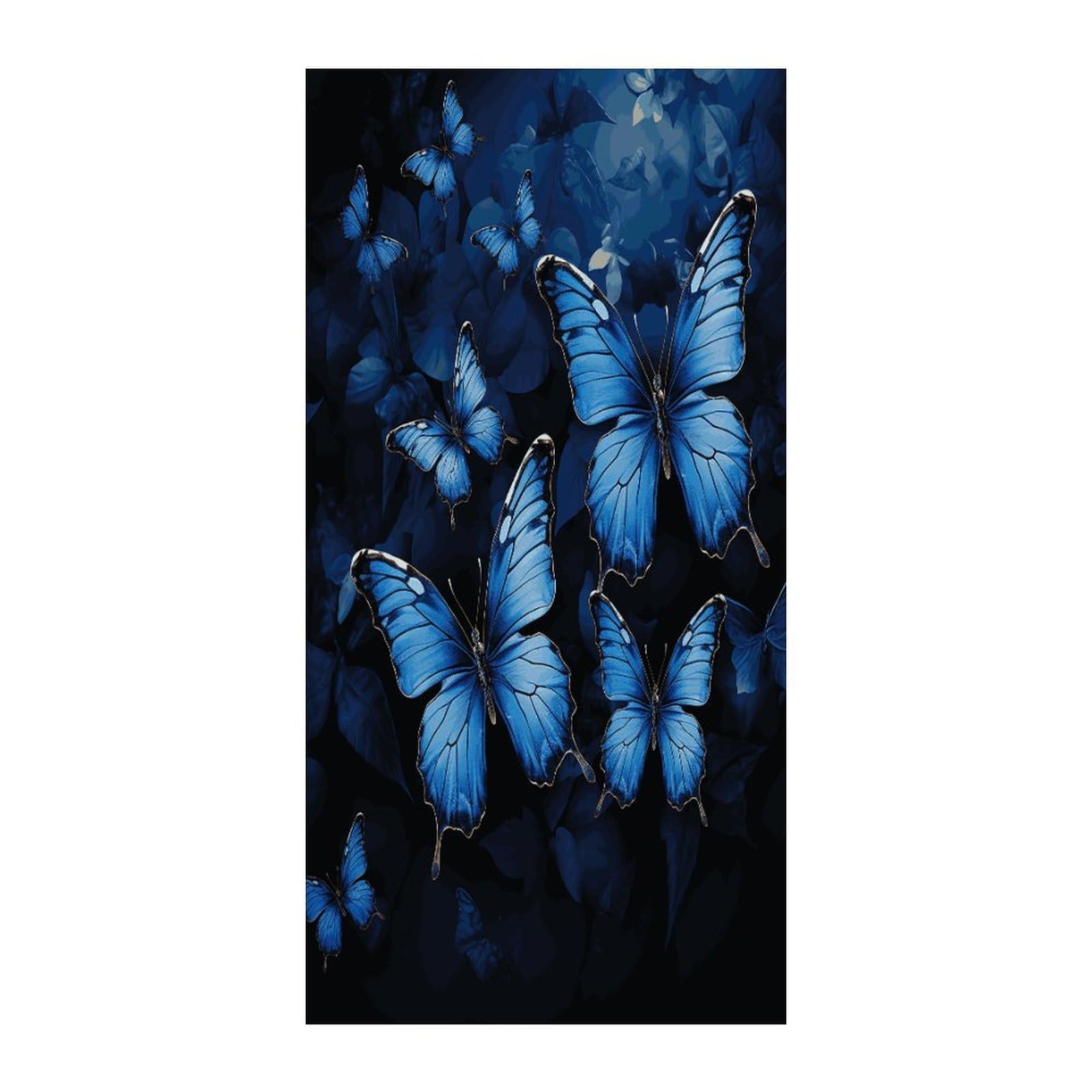 Fekiloot Style Dark Blue Butterflies Door Curtain Room Divider Curtains