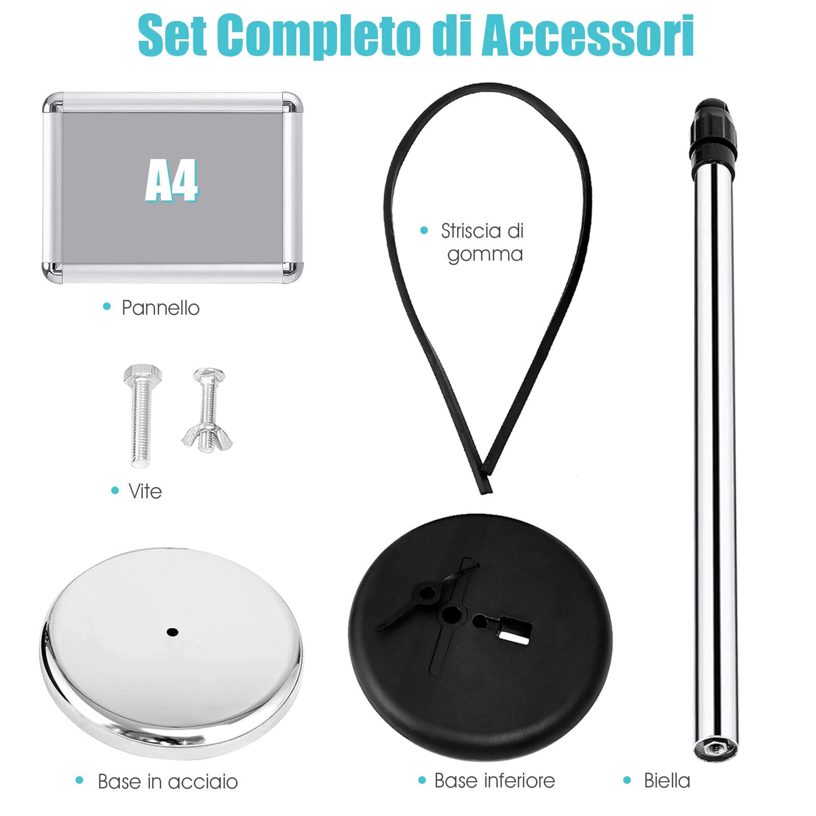 COSTWAY A4 A3 Supporto Poster Espositore da Pavimento in Metallo Girevole Regolabile in Altezza