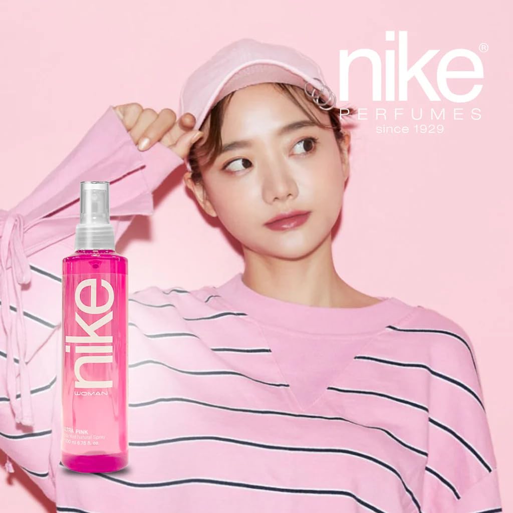 NIKE - Bruma Corporal Perfumada Ultra Pink 200 ml, Aroma Oriental Gourmand, Bruma para Mujer, Body Mist, Fragancia Fresca, de Larga Duración, Fácil de Aplicar, Secado Rápido, Formato Spray