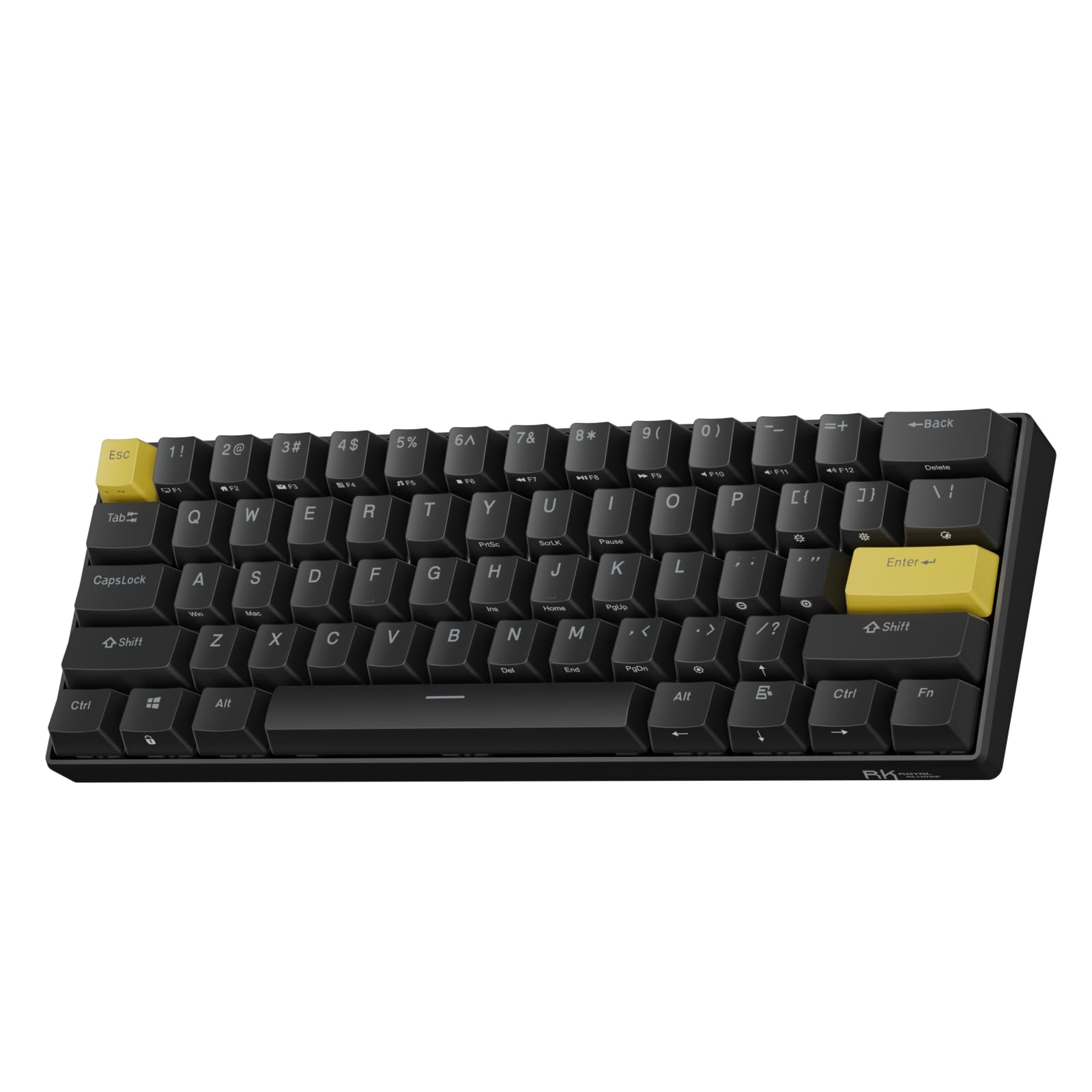 RK ROYAL KLUDGE C61 HE 게이밍 키보드 60% 유선 기계식 키보드, 홀 효과 마그네틱 스위치 8000Hz 폴링 속도 빠른 트리거 RGB 백라이트, 61키, 블랙 옐로우