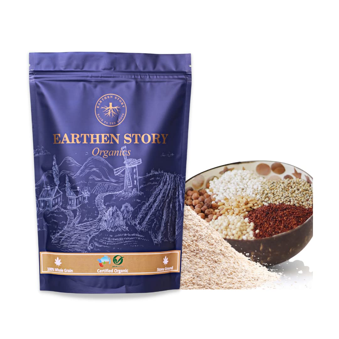 Earthen Story Certified Organic Multigrain Atta 1.8kg (900g*2) with 40% Millet flour | Stone Ground, 100% Whole Grain Organic Atta with Ragi flour Jowar flour Bajra flour Barley flour Kala Chana atta (B08ZDFX45L) Amazon Price History, Amazon Price Tracker