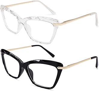 COASIONNon-prescription Clear Lenses Eye Glasses for Women Cat Eye Glasses Small Frame With Spring Hinges