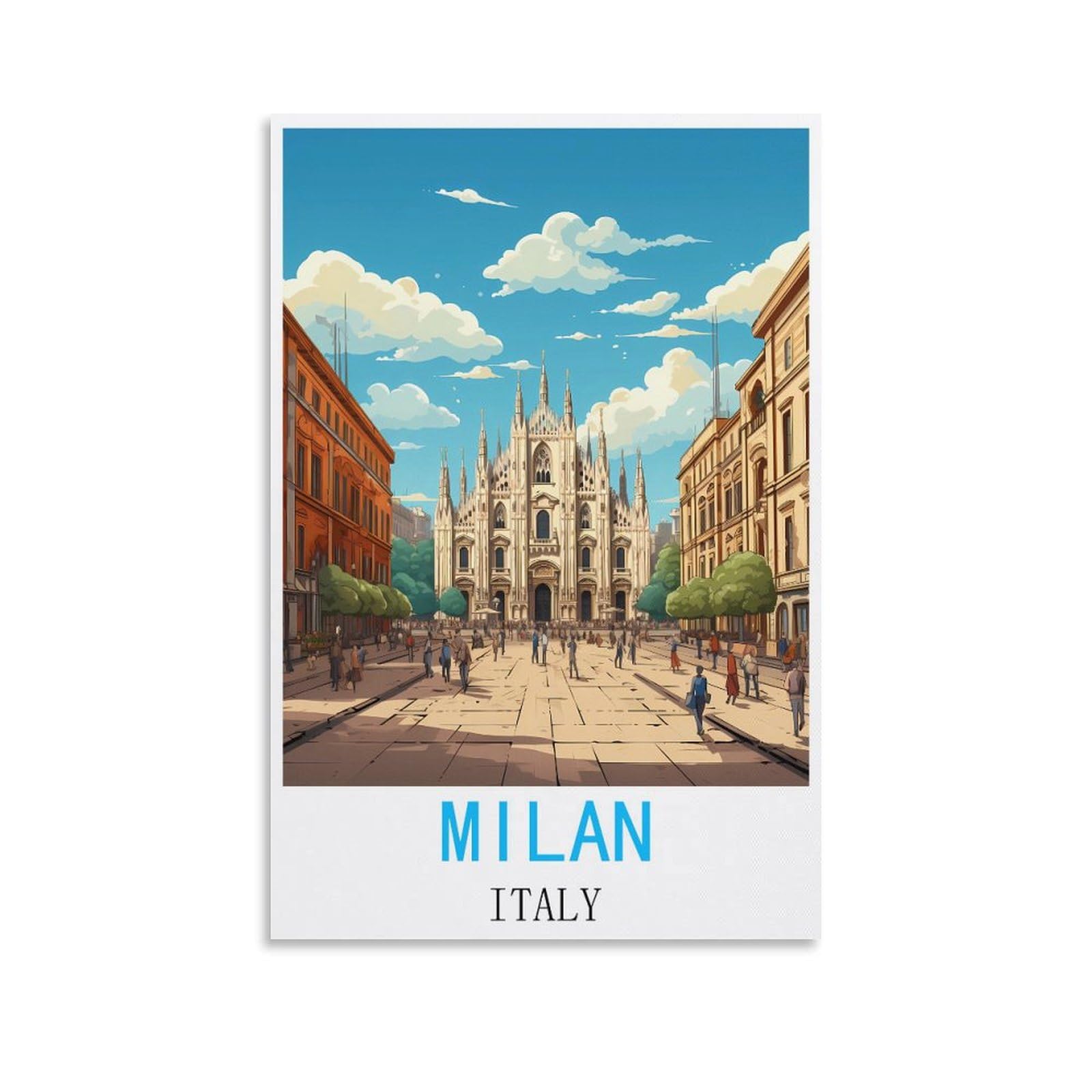 HSAYYIII Milan Italy Vintage Travel Poster 08x12inch(20x30cm) Canvas Art Poster And Wall Art Picture Print Bedroom Decor