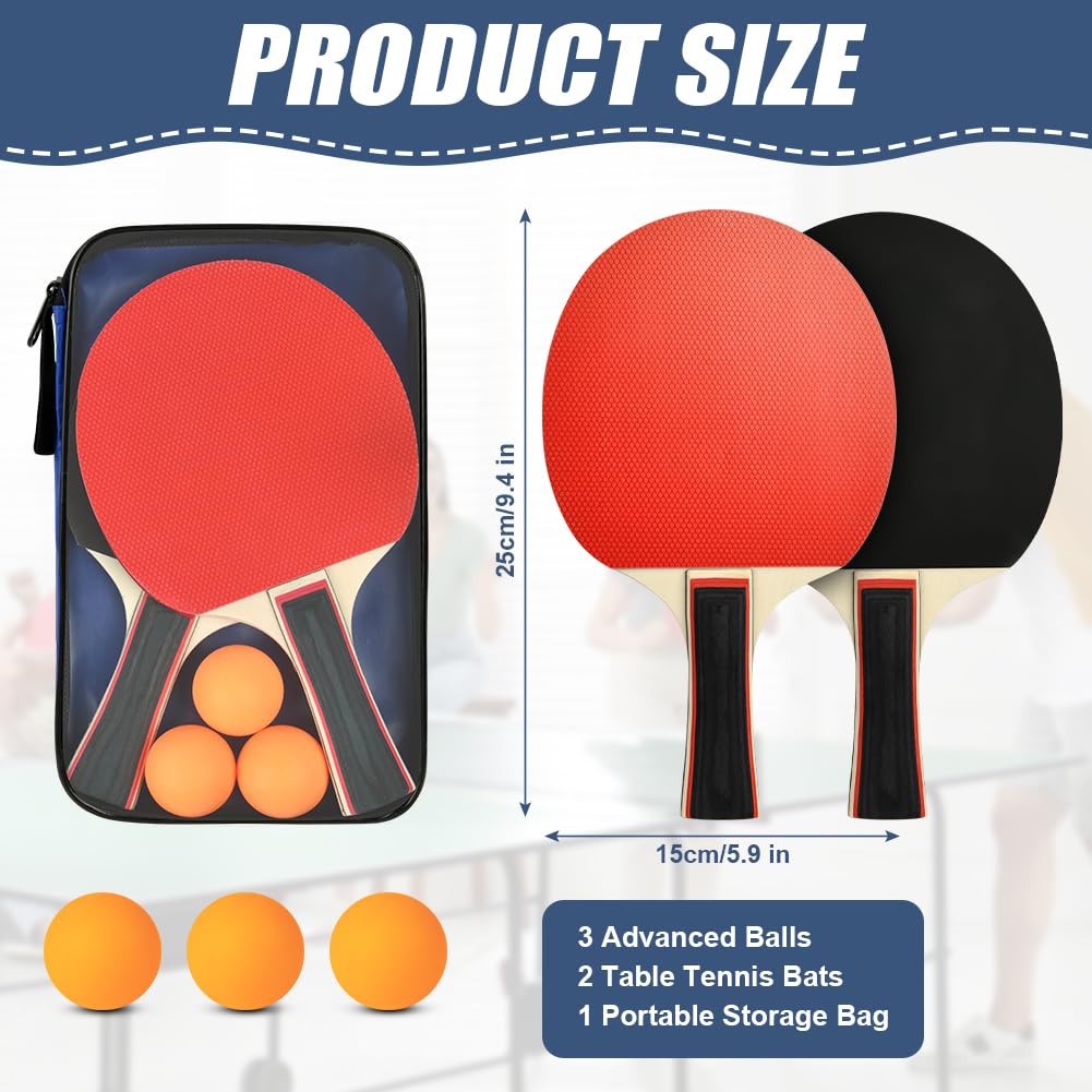 Flintronic Set Racchette Ping Pong, Set da Ping Pong con 2 Racchette 3 Palline 1 Borsa Portatile, Set da Tennis da Tavolo Professionale, Ping Pong Set per Allenatori, Amatori, Principianti