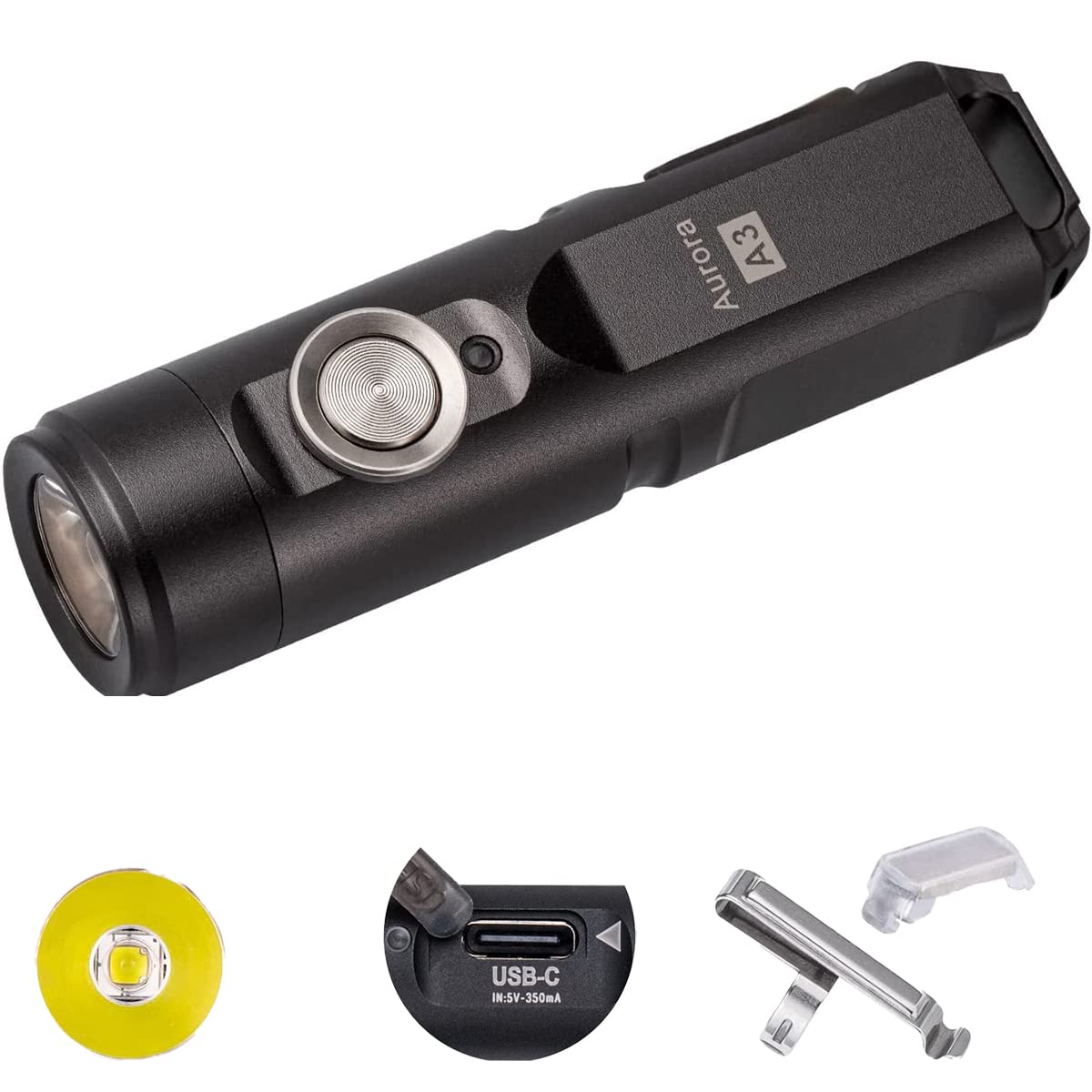 4th RovyVon Aurora A3 USB-C Keychain Flashlight, 650 Lumens Super