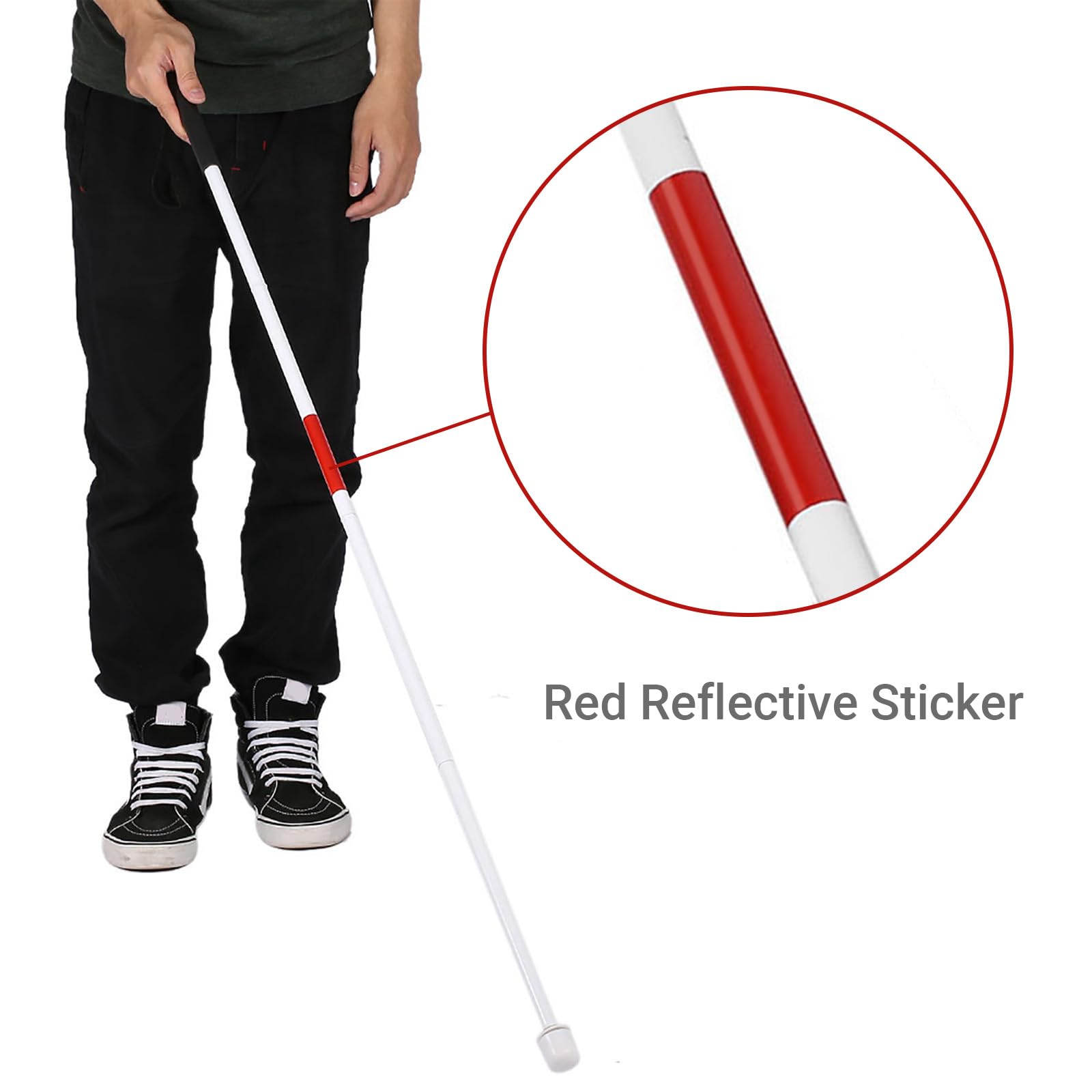 Bastone bianco da passeggio pieghevole in alluminio con 4 sezioni, Aid Walking Sticks, bastone da passeggio portatile, regolabile Per non vedenti e persone con mobilità ridotta