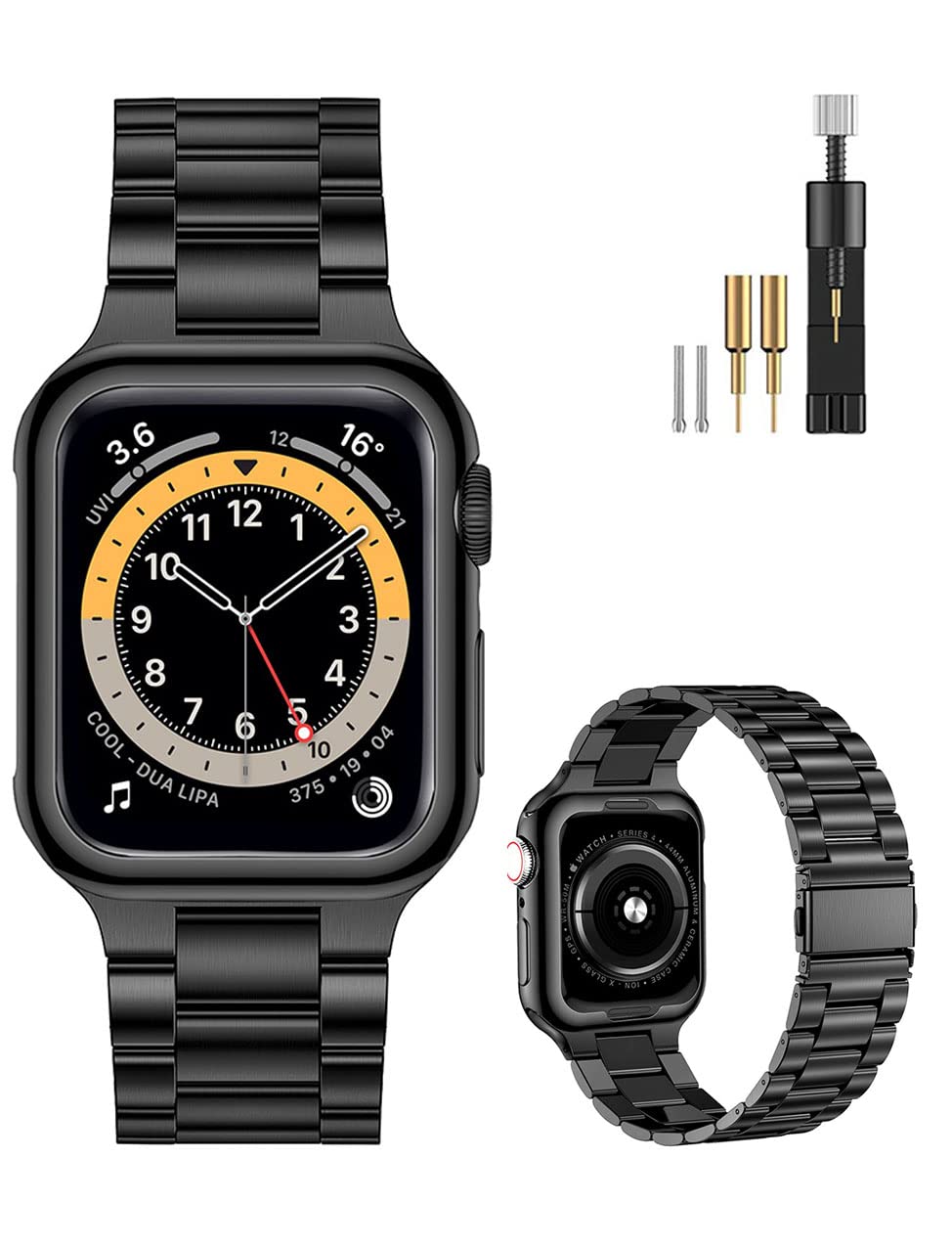 MioHHR ultra-thin Replacement Band Compatible for Apple Watch 44/ 42/ 40/ 38mm,Solid Stainless Steel Metal Wristband Strap Women and Men for iWatch SE Series 6/5/4/3/2/1