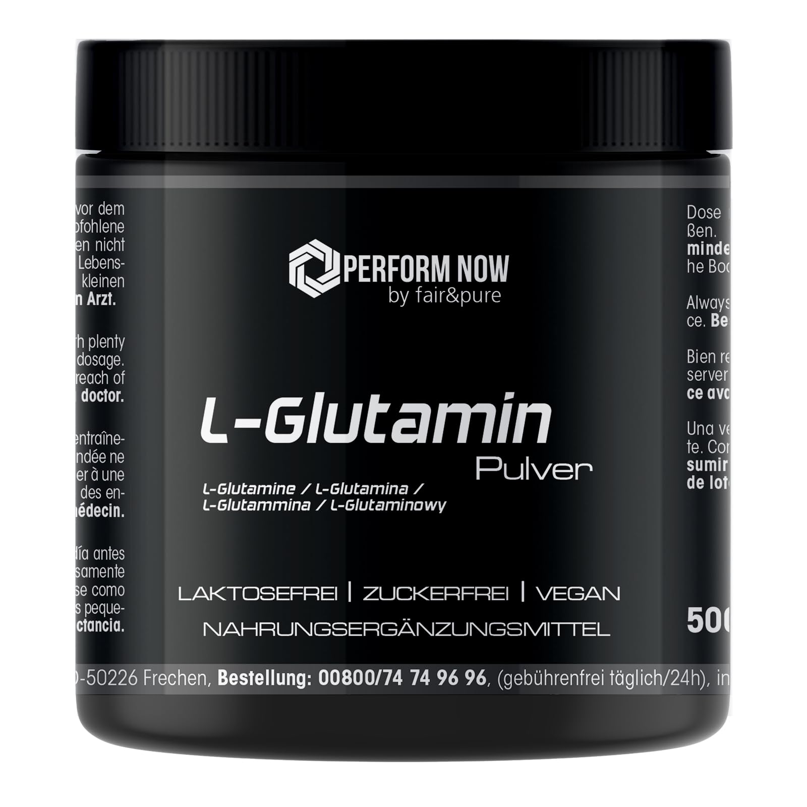 Fair & Pure® - L-Glutamine 500 g en poudre - 100% pure sans additifs - Vegan - Acide aminé protéinogène