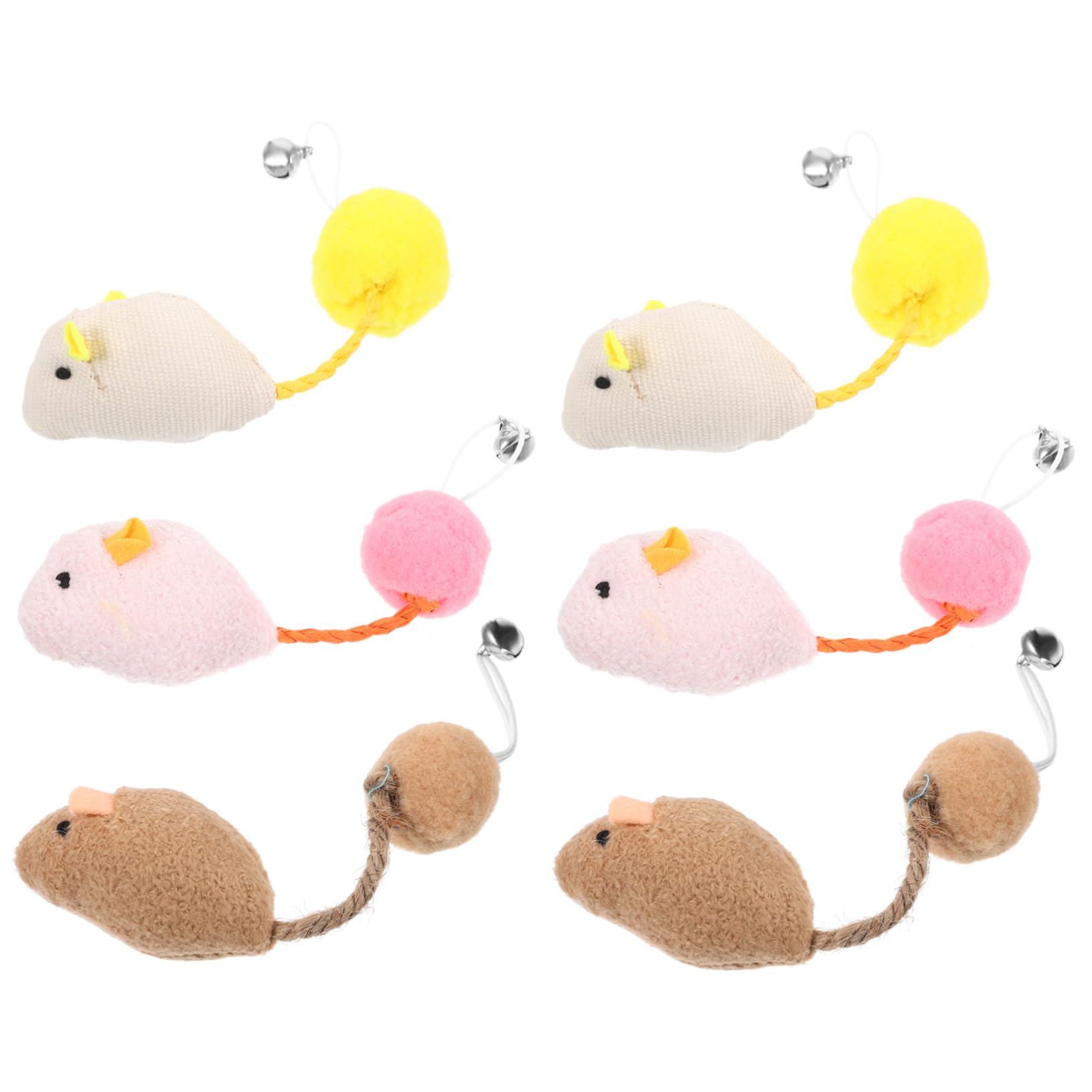 BESTonZON 6 pièces Lot de Jouets Souris Peluche pour Chat avec Cloches Jouets Interactifs Dintérieur pour Exercices et Divertissement des
