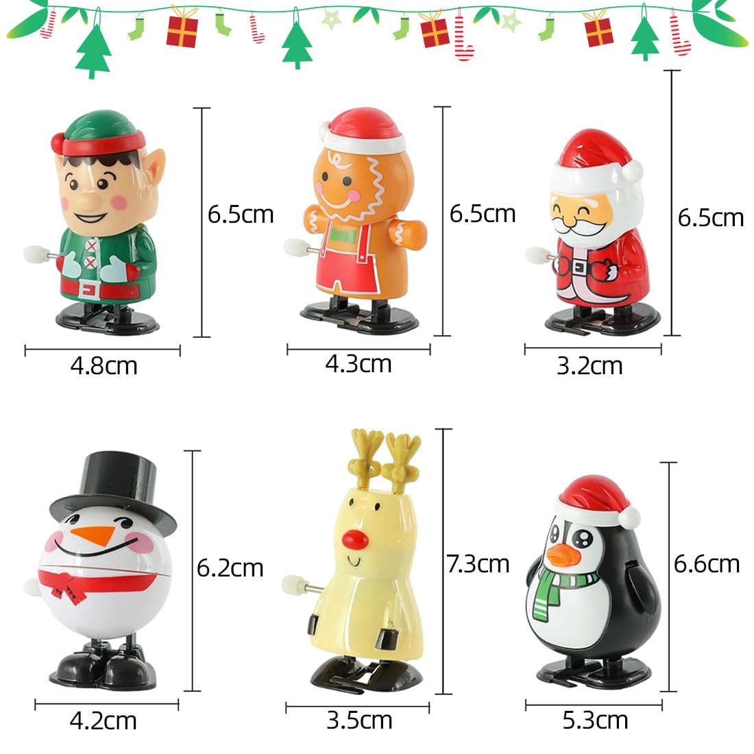 LATERN 14 Pezzi Giocattoli a Carica Natalizi, 5CM x 7CM Giocattoli a Orologeria Natalizi Babbo Natale Pupazzo di Neve Pinguini Giocattolo che Salta Cammina per Natale Calza Festa Sacchetto Riempimento