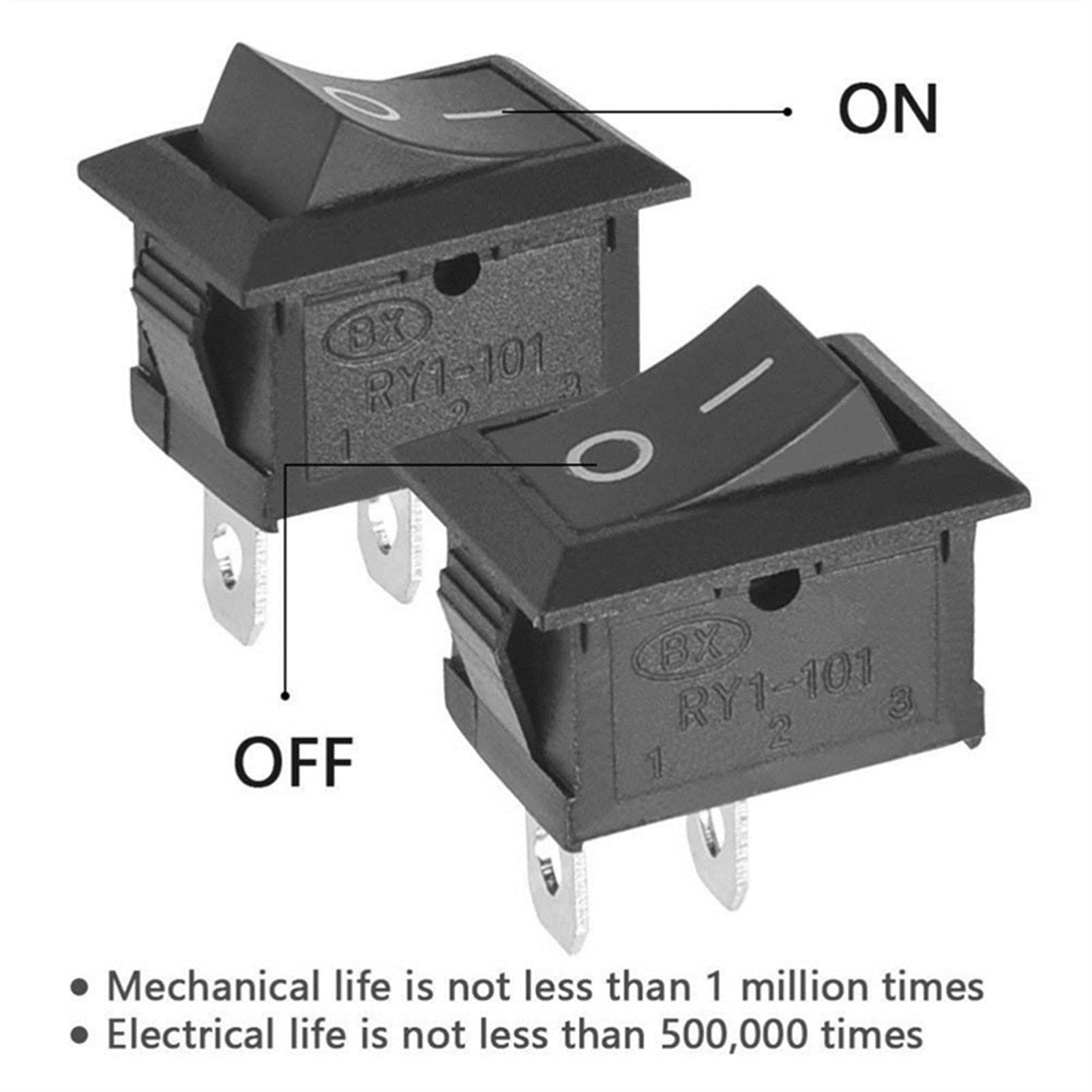 Rocker Switch 10pcs ON-Off KCD1 15x21 Millimeters 2pin