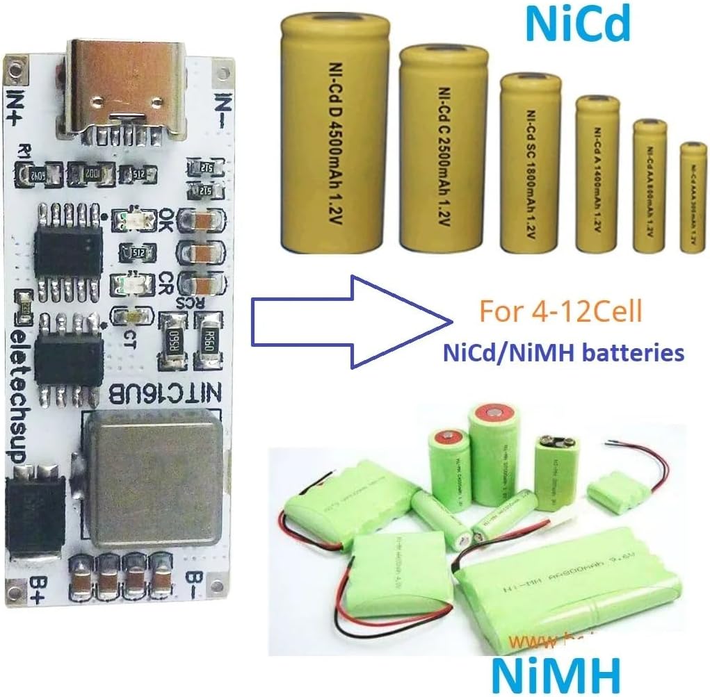 5PCS Type-C 4S 5S 6S 7S 8S 9S 10S 11S 12S NIMH NiCd Rechargeable Battery Charger Module 4.8-14.4V CC/CV Boost DC-DC Converter Module