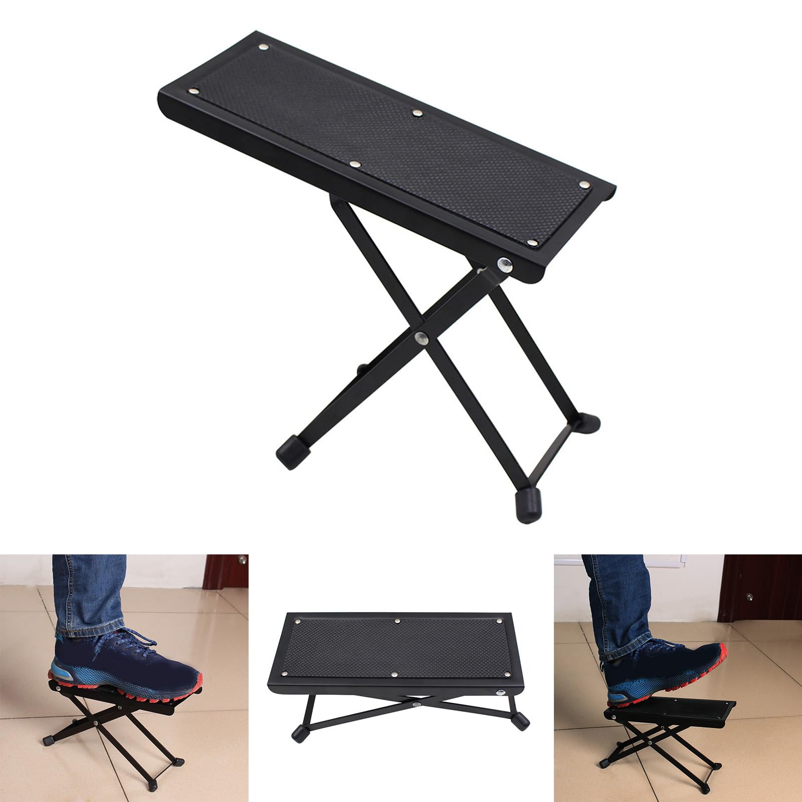 WEISUYUUS Classical Guitar Foot Stool Metal Guitar Footstool Foot Rest 4 Gear Height Adjustable Foot Pedal for Guitar Bass Playing