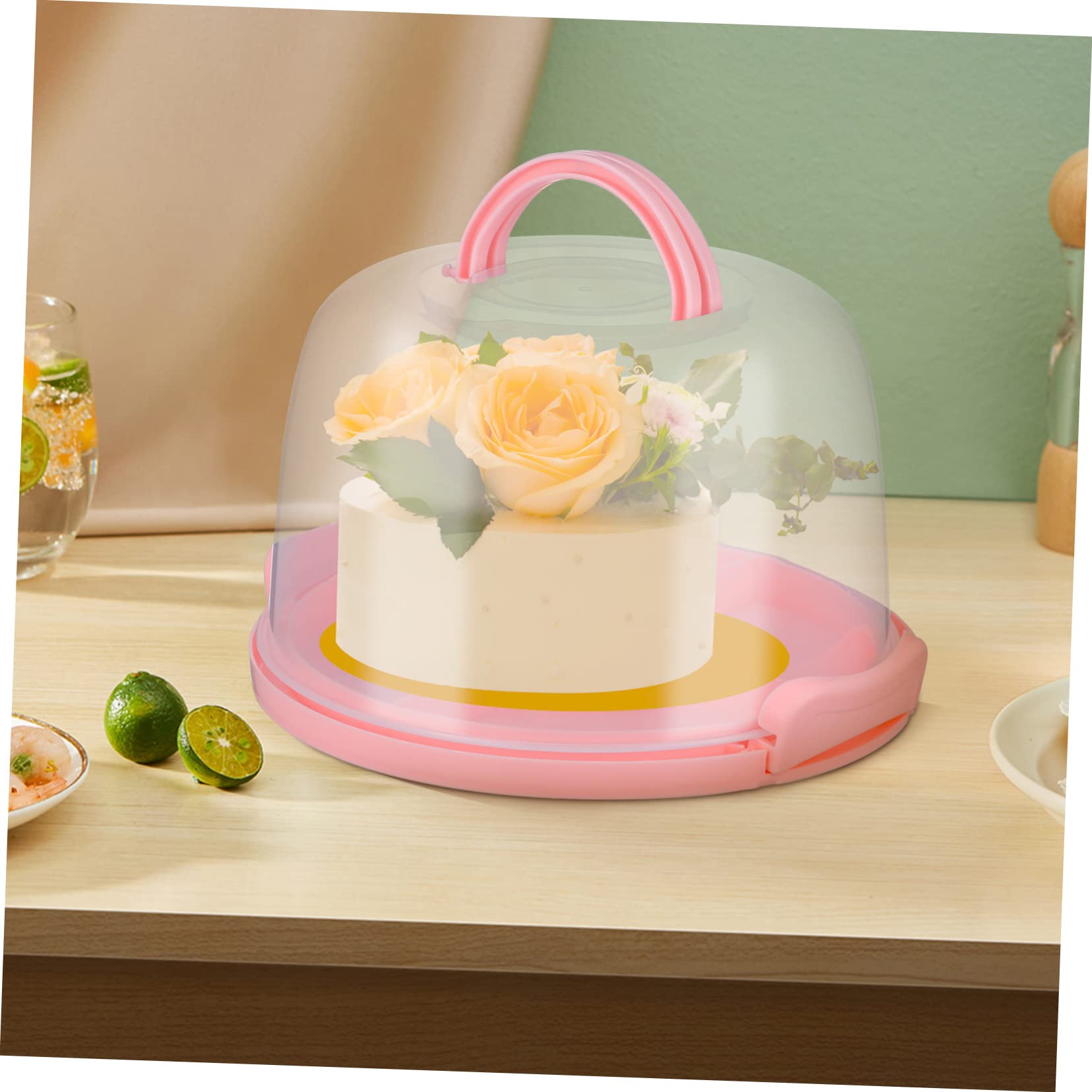 Cabilock Portable Cake Carrier with Lid and Handle Reusable Transparent Cake Holder for Pies Cookies and Desserts Non Slip Base for Stability for Parties and Picnics