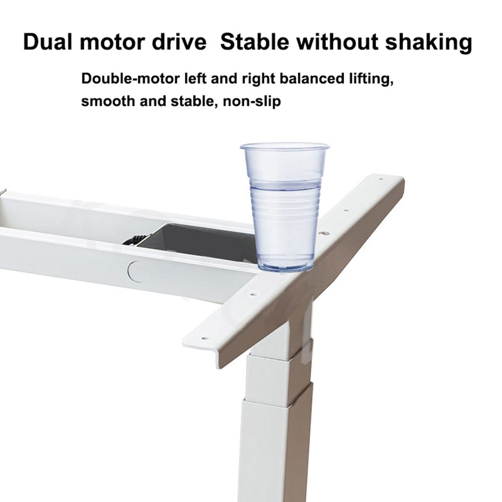 Scrivania regolabile in piedi Tavolo di sollevamento elettrico Altezza regolabile Computer Stand Up Supporto da scrivania Gambe Colonna di sollevamento del controller,White