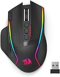 Redragon M814 Wireless Gaming Mouse, 3-Mode 2.4G/BT/Wired, 7 Programmable Buttons, Tactile Rapid Fire Key, 8000 DPI RGB Ergonomic Mouse, Durable Power Capacity for PC Windows Laptop, Black