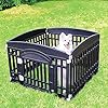 Pet-Playpen-Foldable-Gate-for-Dogs-Heavy-Plastic-Puppy-Exercise-Pen-with-Door-Portable-Indoor-Outdoor-Small-Pets-Fence-Puppies-Folding-Cage-6-Panels-Medium-Animals-House-Supplies Heavy Plastic Puppy Exercise Pen with Door