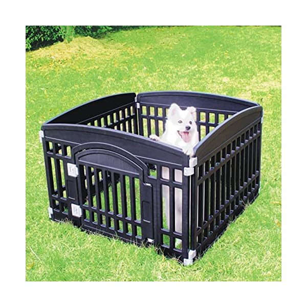 Pet-Playpen-Foldable-Gate-for-Dogs-Heavy-Plastic-Puppy-Exercise-Pen-with-Door-Portable-Indoor-Outdoor-Small-Pets-Fence-Puppies-Folding-Cage-6-Panels-Medium-Animals-House-Supplies Heavy Plastic Puppy Exercise Pen with Door