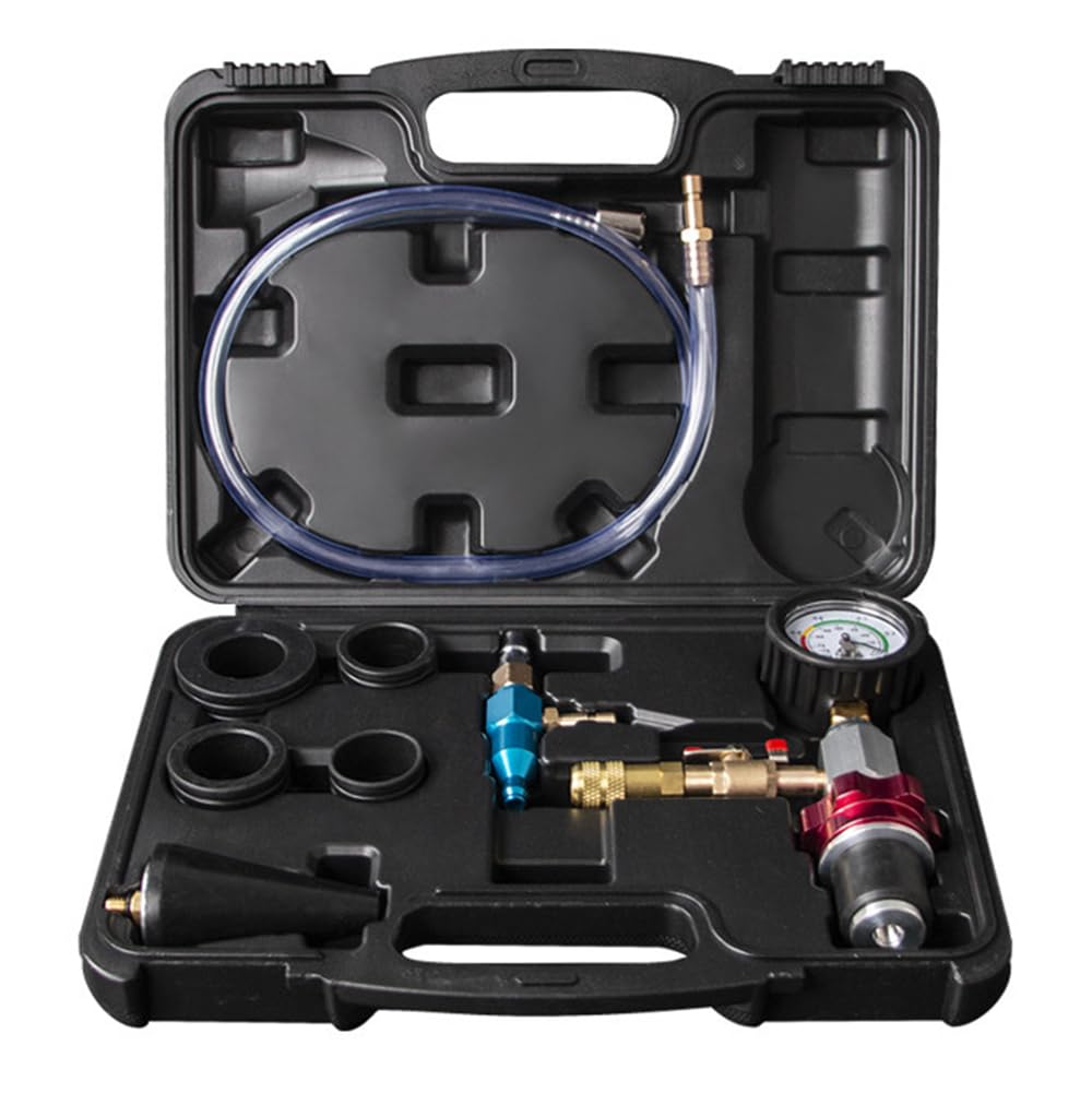Generic Coolant Vacuum Refill Kit, 5X Adapters, Universal Cooling System Refiller Kit, Radiator Coolant Refill Tool Kit, Automotive Coolant Pressure Test Gauge Vacuum Filler Tool