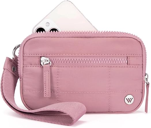 WESTBRONCO Wristlet Wallets for Women RFID Blocking Quilted Nylon Phone Wallet, Card Holder Purse for Travel & Everyday Use
