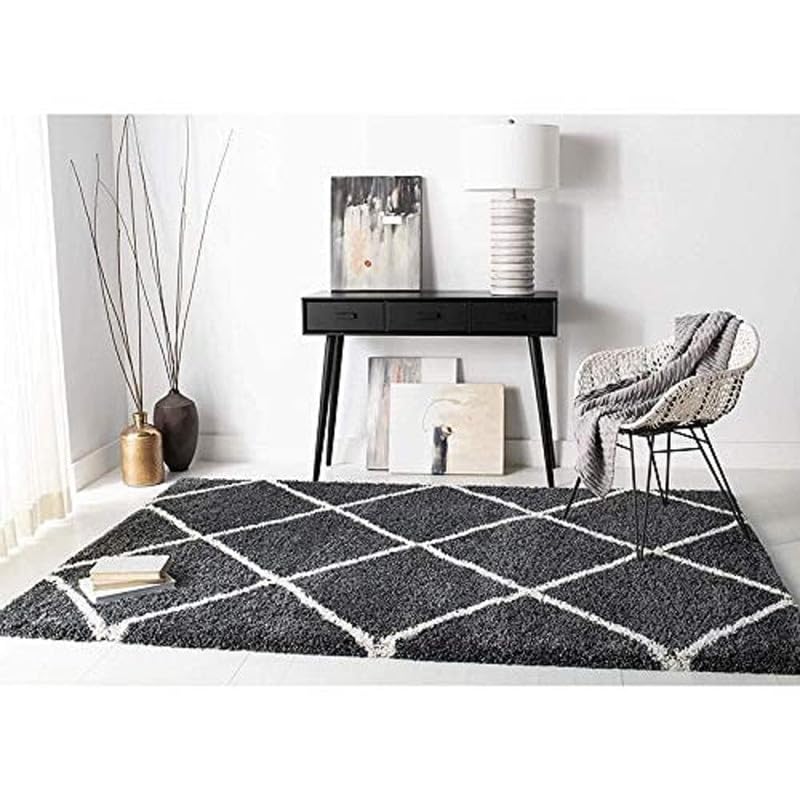 Image of TRANQUIL Polyester Fluffy Fur Rug Shaggy Modern Carpet for Living Room, Bedroom, Guest Room, Kids Room (6x9 Feet, Grey Box)