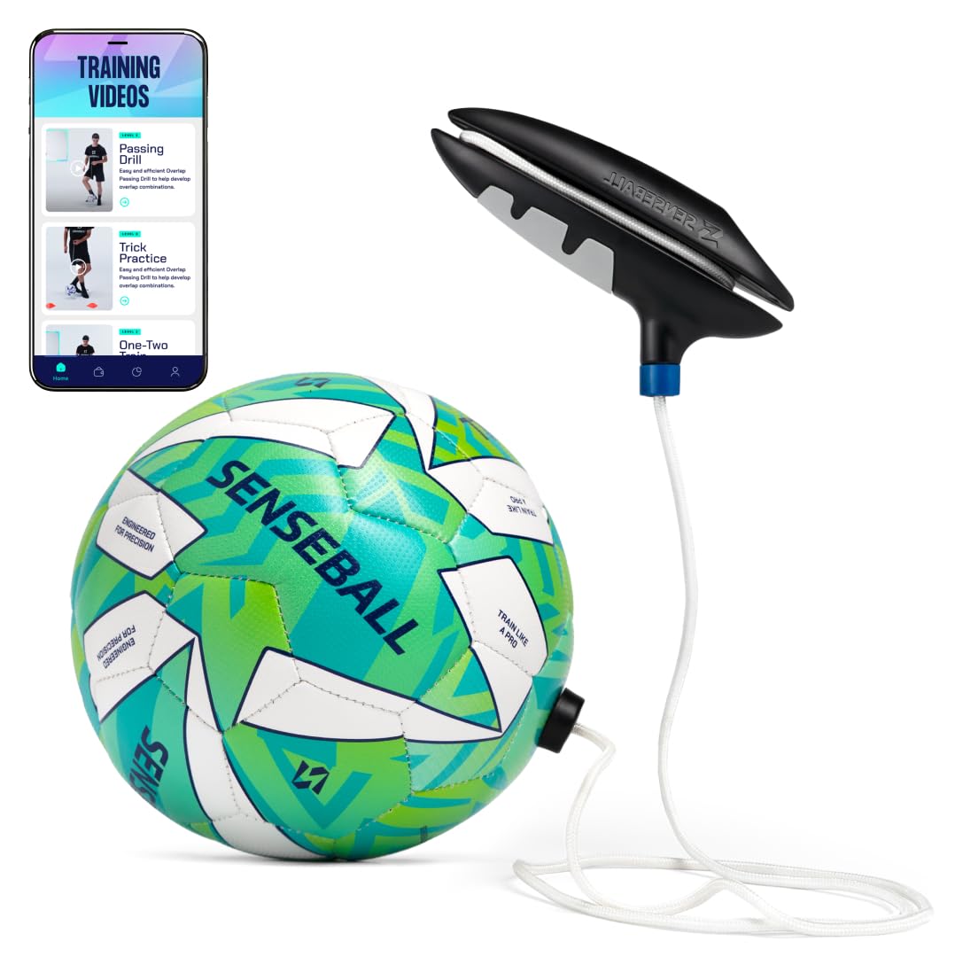 SenseBall Soccer Training Equipment Ball - Pro-Level Size 2, Green & White - Kick Training Soccer Ball with App Videos & Quick-Play Mastery - Indoor Practice Equipment for Young Kids & Teens