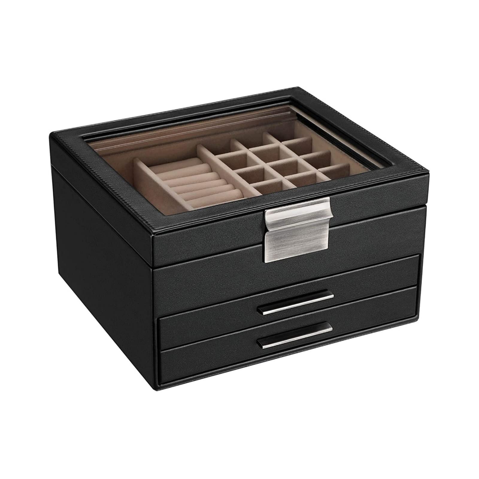 Joyero De Piel Sintética Para Mujeres Y Niñas, Cajas Organizadoras Extraíbles Con Cajones De Espejo Para Anillos, Pendientes, Collares, Pulseras