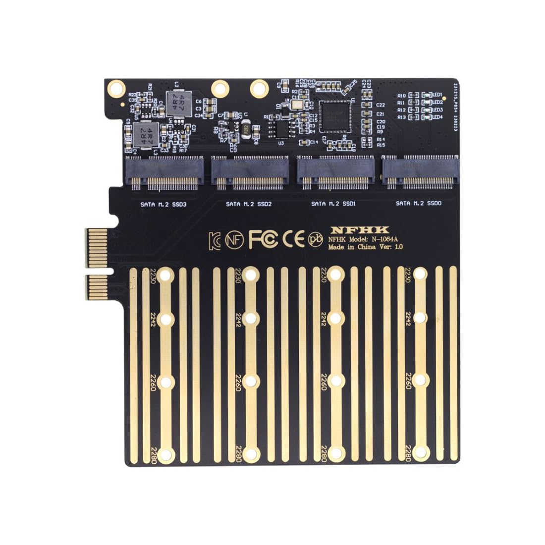 chenyang Adattatore M.2 SSD a PCI-E X1 4 SATA SSD a PCIe 3.0/4.0 Adattatore scheda di espansione ASM1064 Chipset con staffa PCI-E da 12 cm