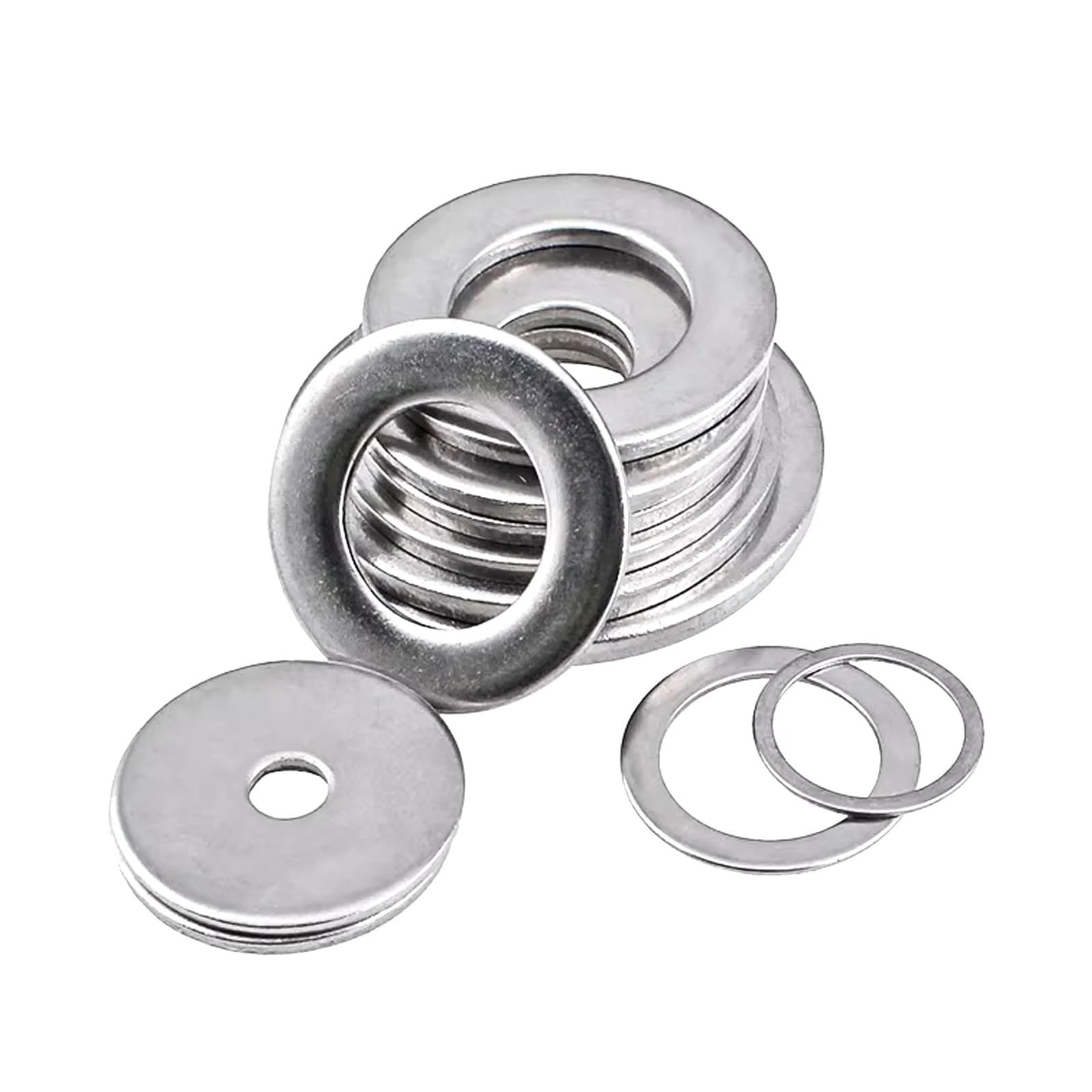 Unterlegscheibensortiment, Edelstahl, M1,6, M2, M3, M5, M6, M8 ~ M30, Dichtung, ultradünne Metallschraube, flache Unterlegscheibe, Standarderhöhung, verdicktes Meson (M1,6 x 4 x 0,3 x 50 Stück)