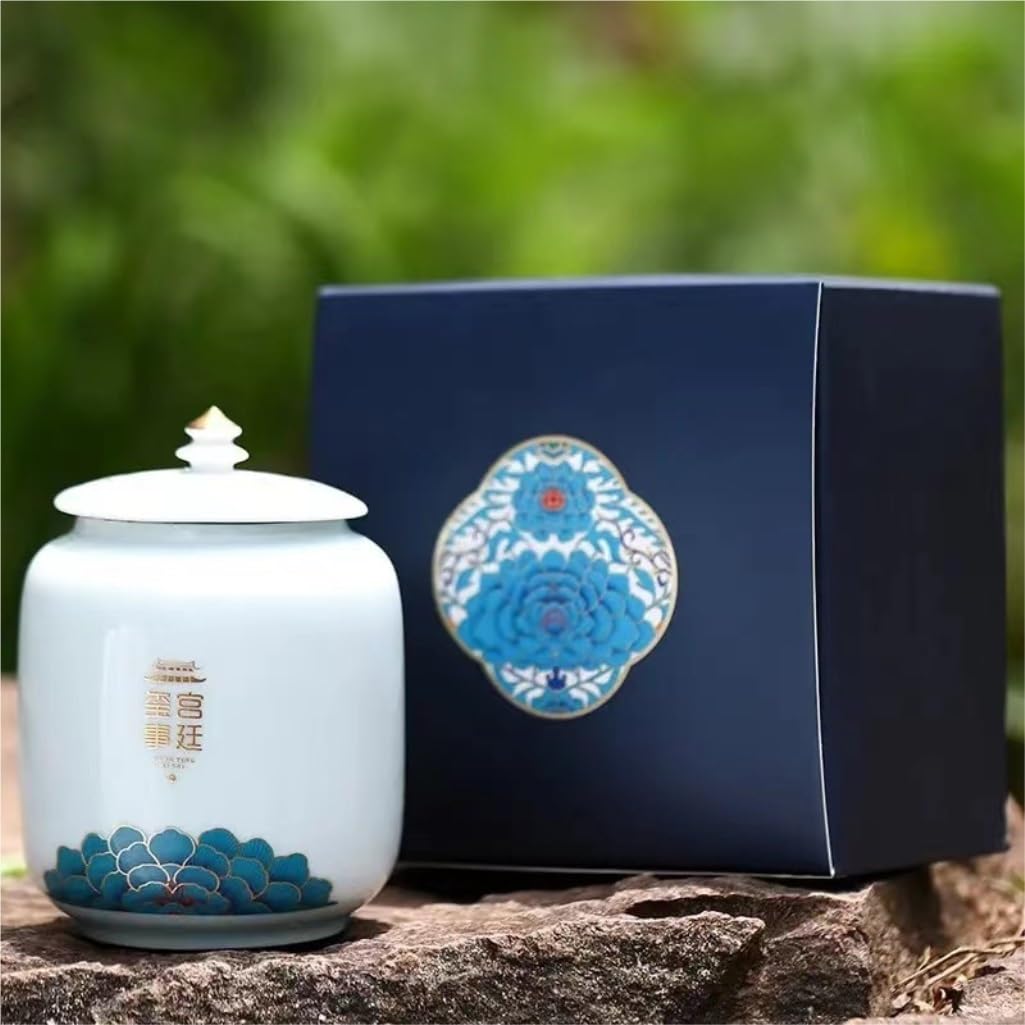 HLTYGWX Teedose, große Tee-Vorratsdose, versiegeltes Keramikglas, Küchenarbeitsplatten-Glas-Set, chinesisches Retro-Tee-Set, einzelnes Glas, Geschenkbox-Set, Teedose (B)