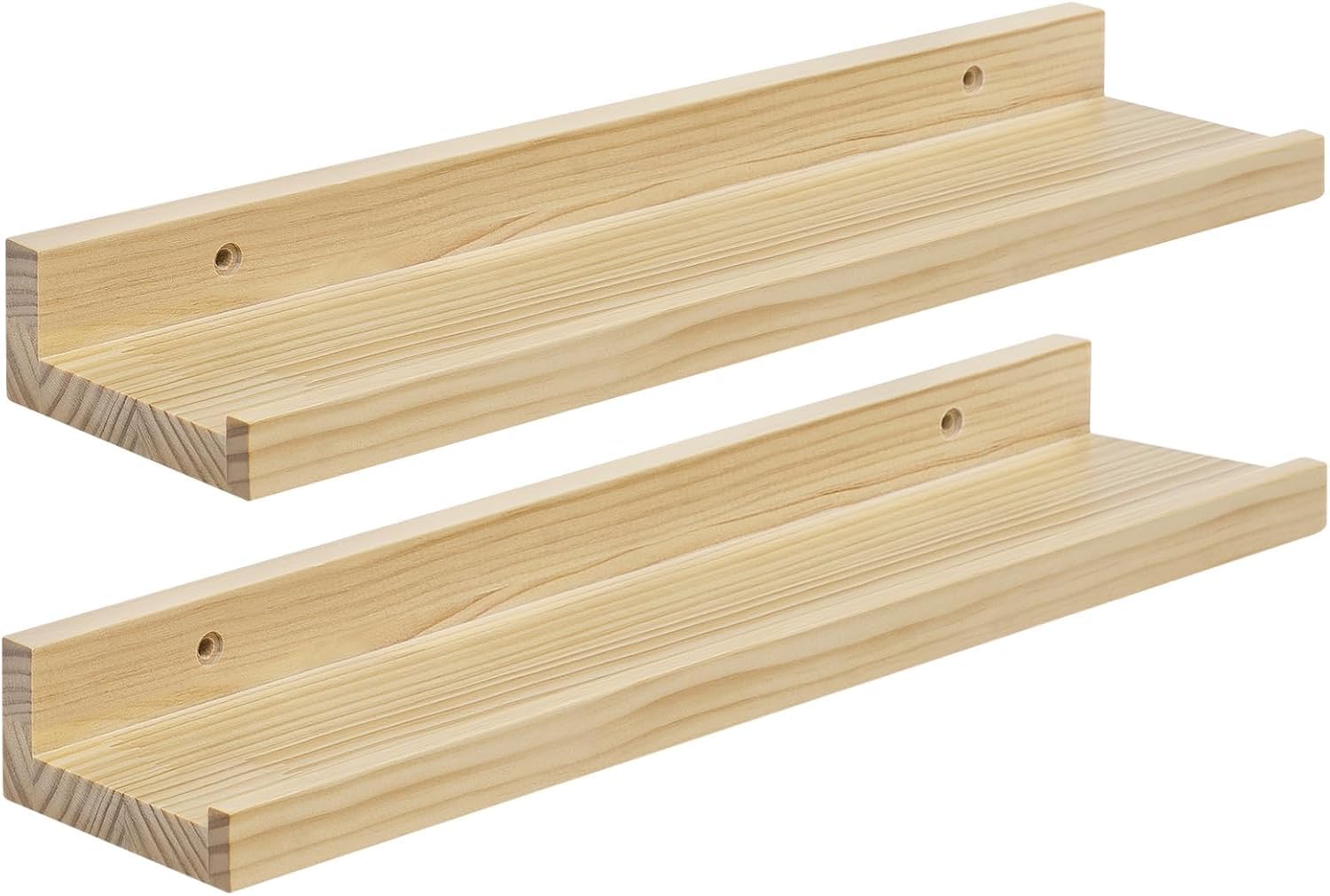 eSituro Solid Pine Floating Picture Ledges, 2 Pcs, 40CM Natural Pine Finish