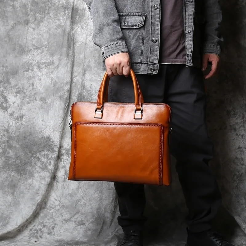 Vintage Leather Men's Briefcase Cowhide Horizontal Handbag Business Crossbody Bag Casual Computer Bag3