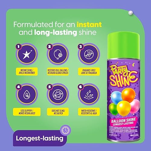 Miniatura 3 de Party Shine - Spray de brillo para globos, spray de silicona para globos de látex, brillo de globos, impermeable, sin fragancia y fórmula menos