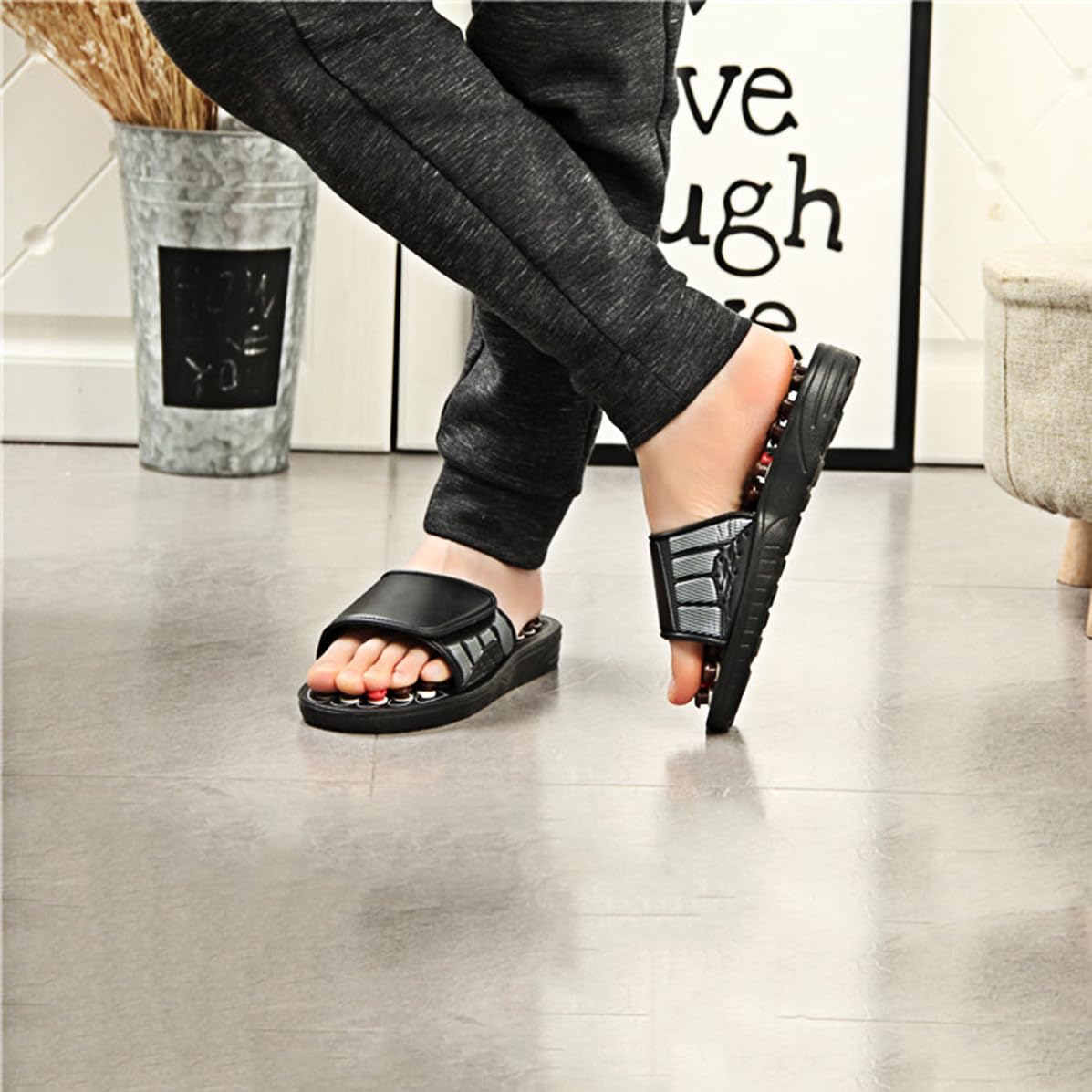 Massagepantoffeln für Füße, Eva, 1 Paar, Schwarz, Größe 44-45