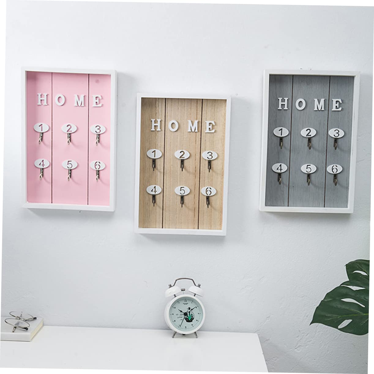 PRETYZOOM Portachiavi da Parete in Legno Nordic Ganci Multipli