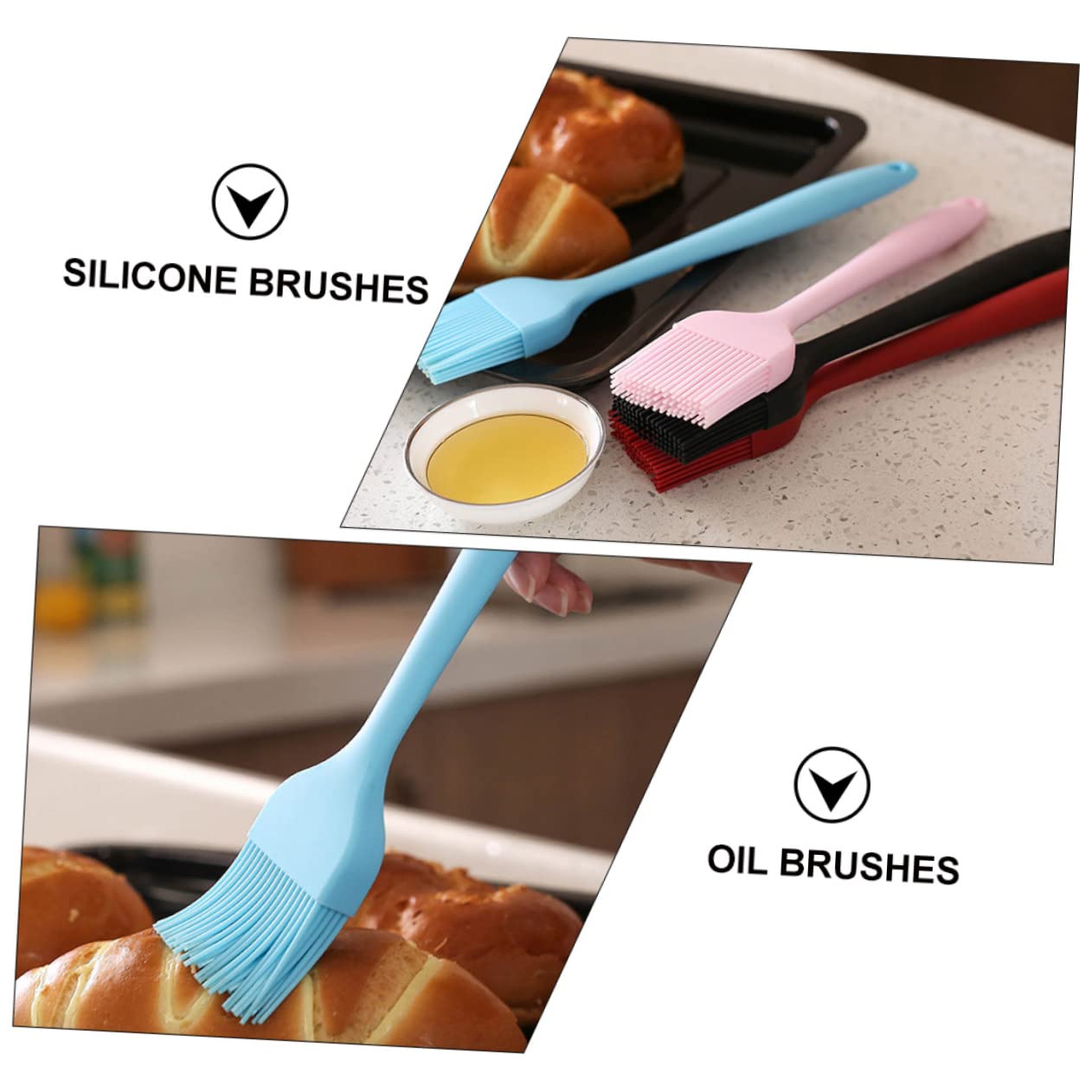 HEMOTON 2Pcs Silicone Bbq Oil Brush Kitchenware Easy to Clean Durable for Barbecue and Baking Use