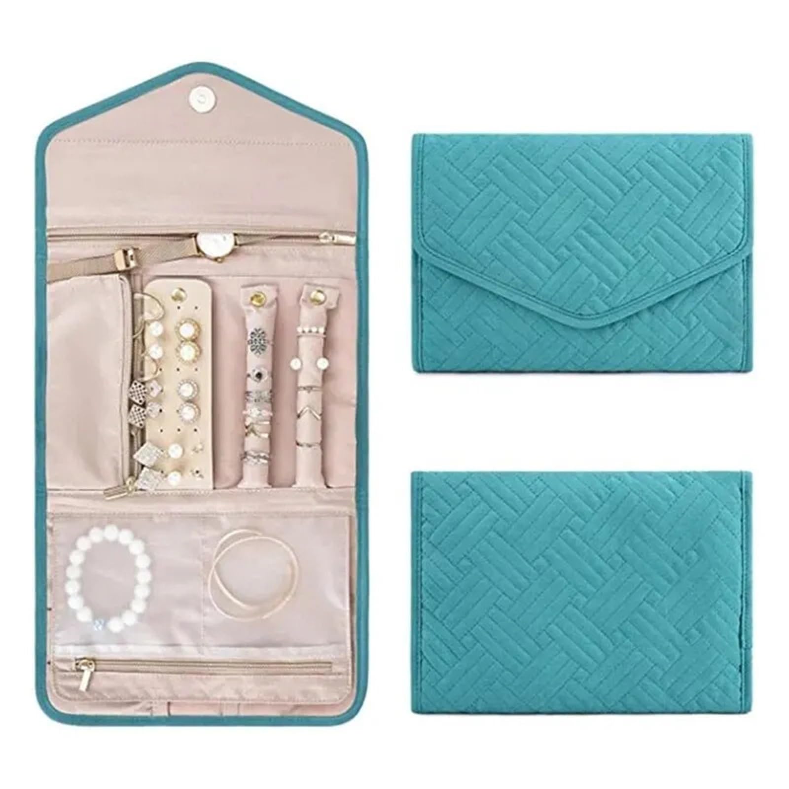HUWOYG Foldable Portable Travel Jewelry Bag For Necklace Earrings Rings Case Organizer Journey Storage Bags For Women Girls For Rings Necklace(Color3)