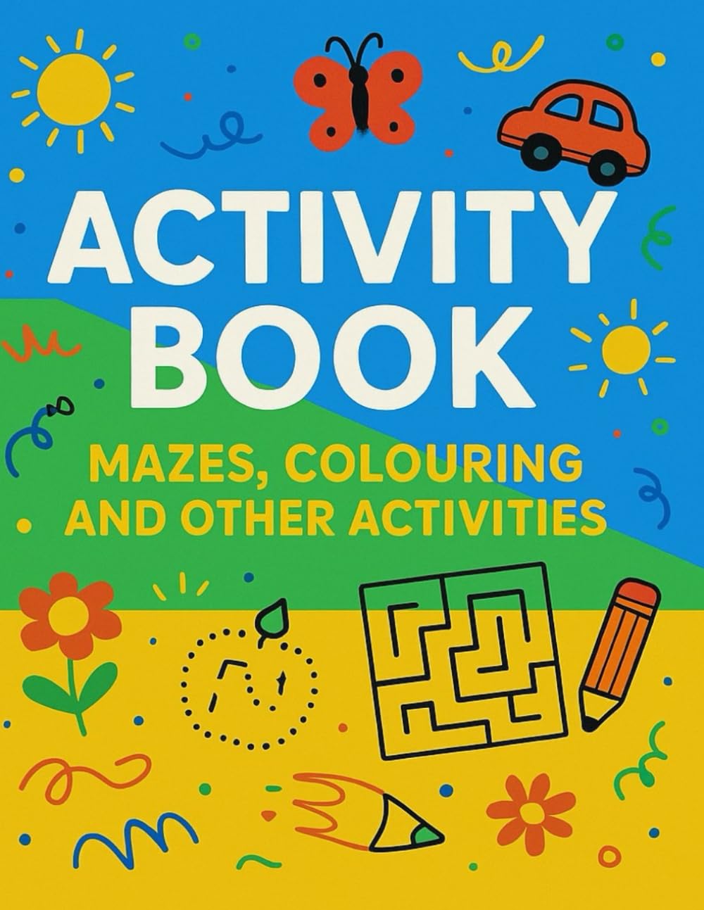 Activity book mazes, colouring and other activities