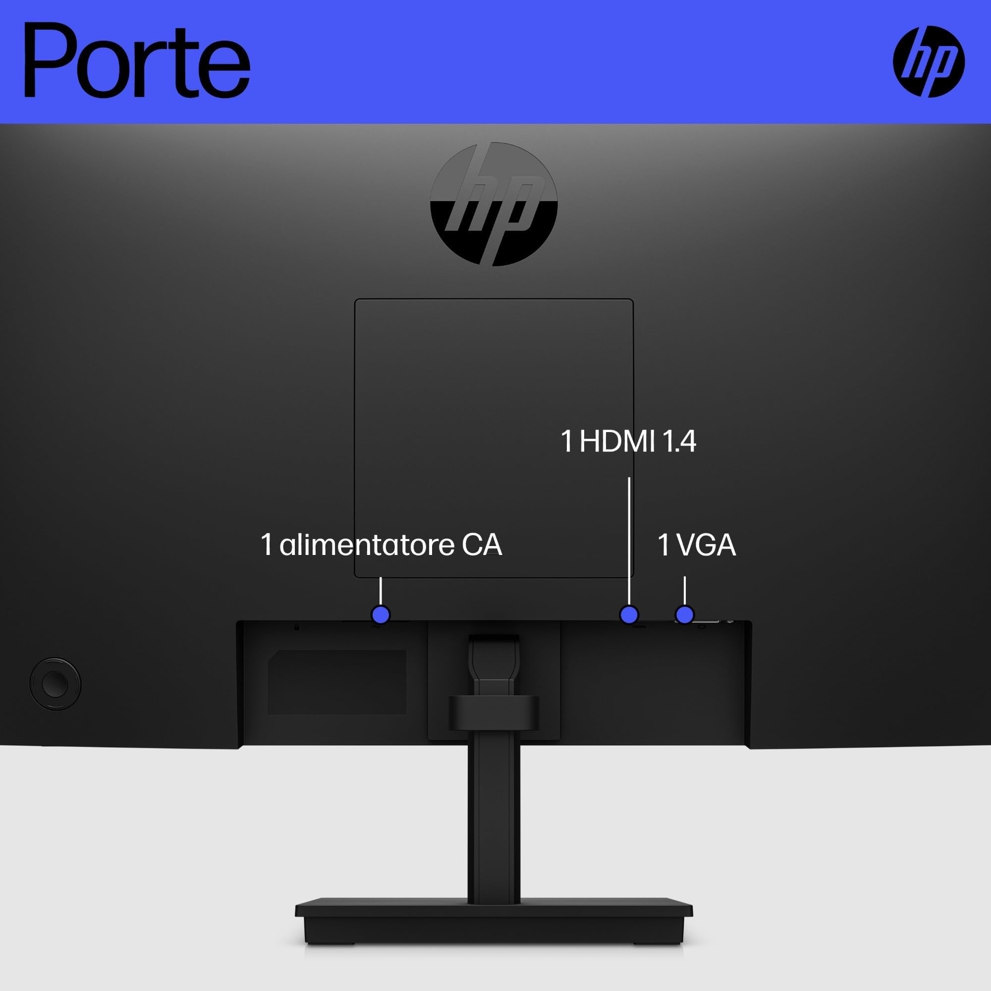 HP V22v G5 Monitor da 22", FHD, 16:9, Antiriflesso, Pannello VA da 75Hz, Tempo di Risposta 5 ms, Reclinabile, VESA 10x10 cm, AMD FreeSync, 200 Nits, Modalità Low Blue Light, VGA, HDMI 1.4, Nero